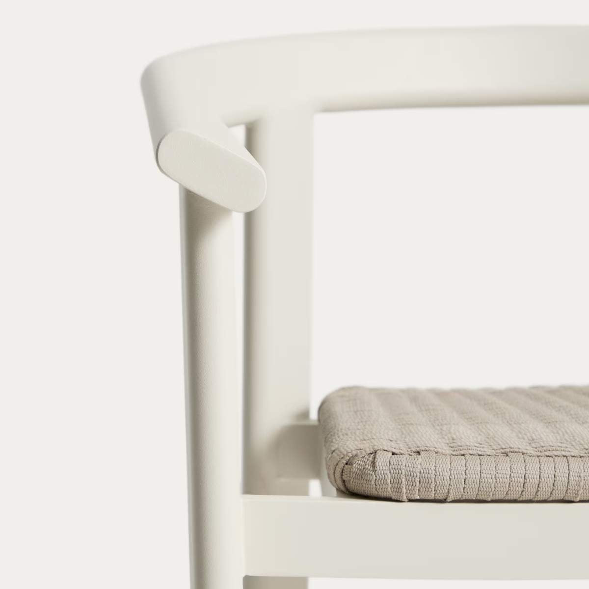 Kave Home Erice stool in aluminium and ecru rope cord 65cm