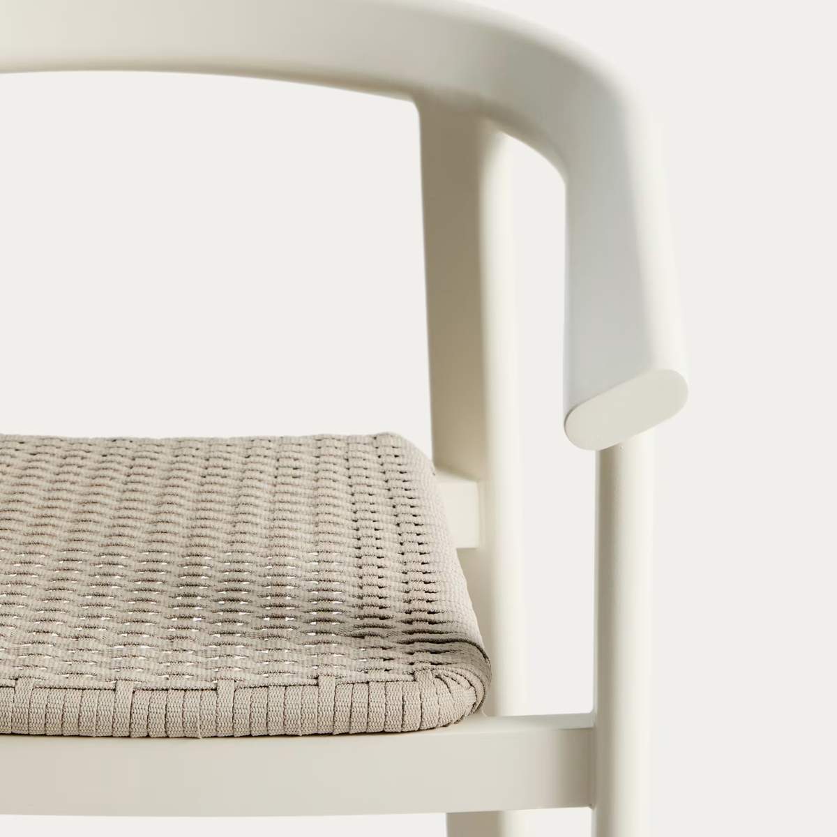 Kave Home Erice stool in aluminium and ecru rope cord 75cm