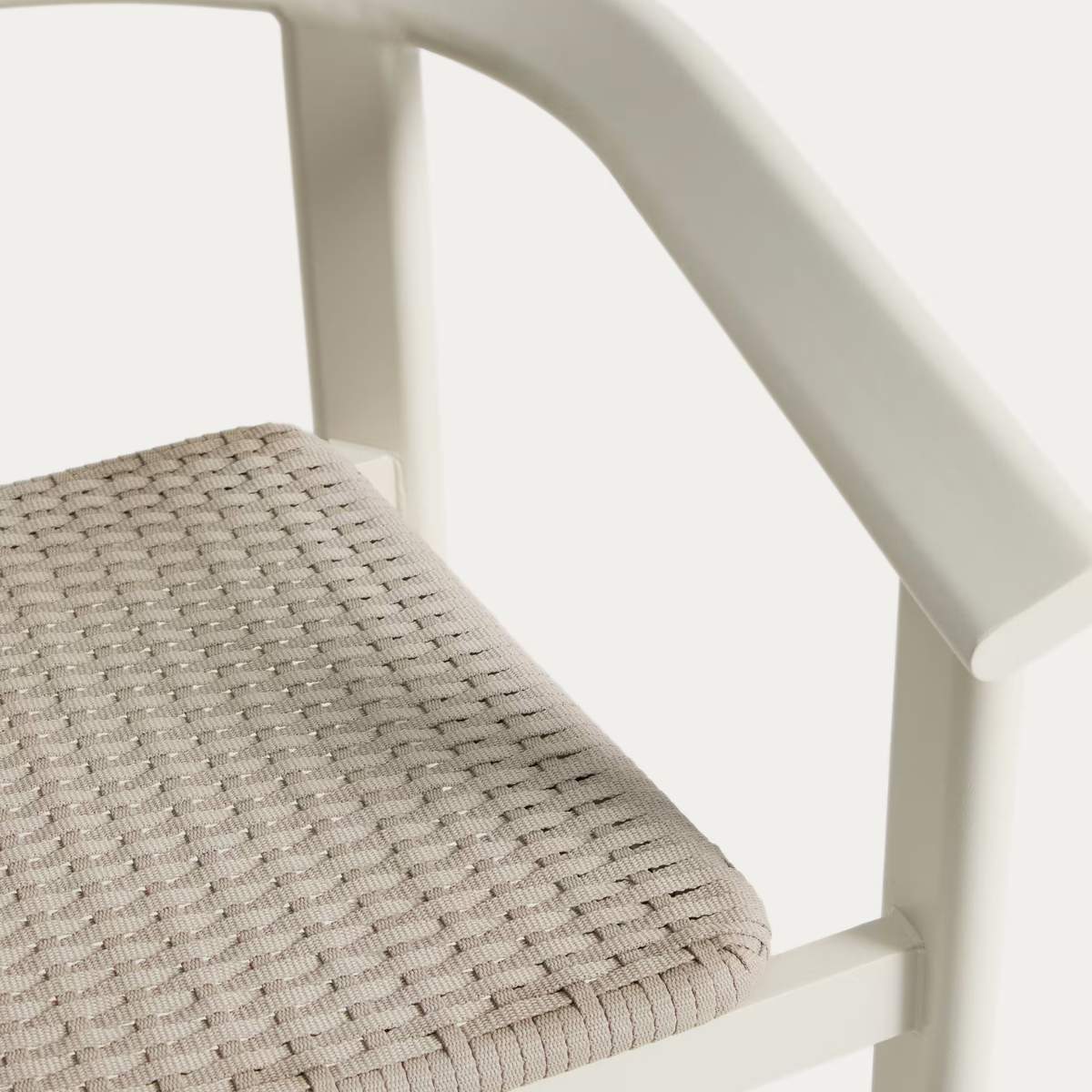 Kave Home Erice stool in aluminium and ecru rope cord 65cm