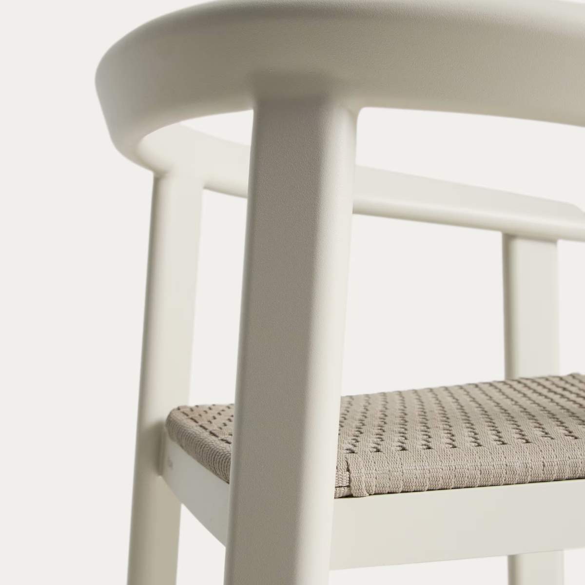 Kave Home Erice stool in aluminium and ecru rope cord 65cm