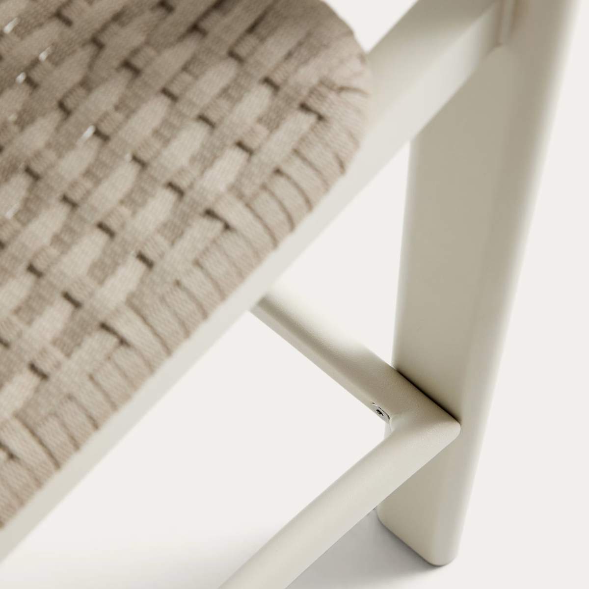 Kave Home Erice stool in aluminium and ecru rope cord 75cm