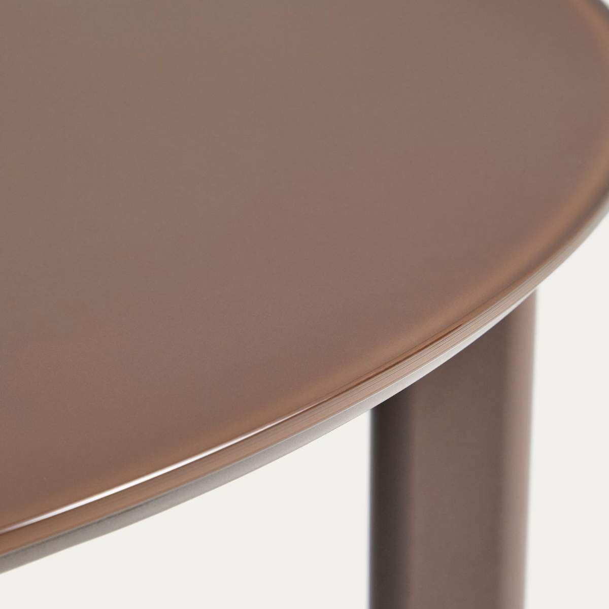 Kave Home Erice round table in aluminium and ecru tempered glass Ø120 cm