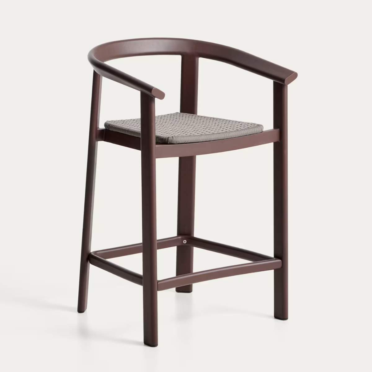Kave Home Erice stool in aluminium and ecru rope cord 65cm