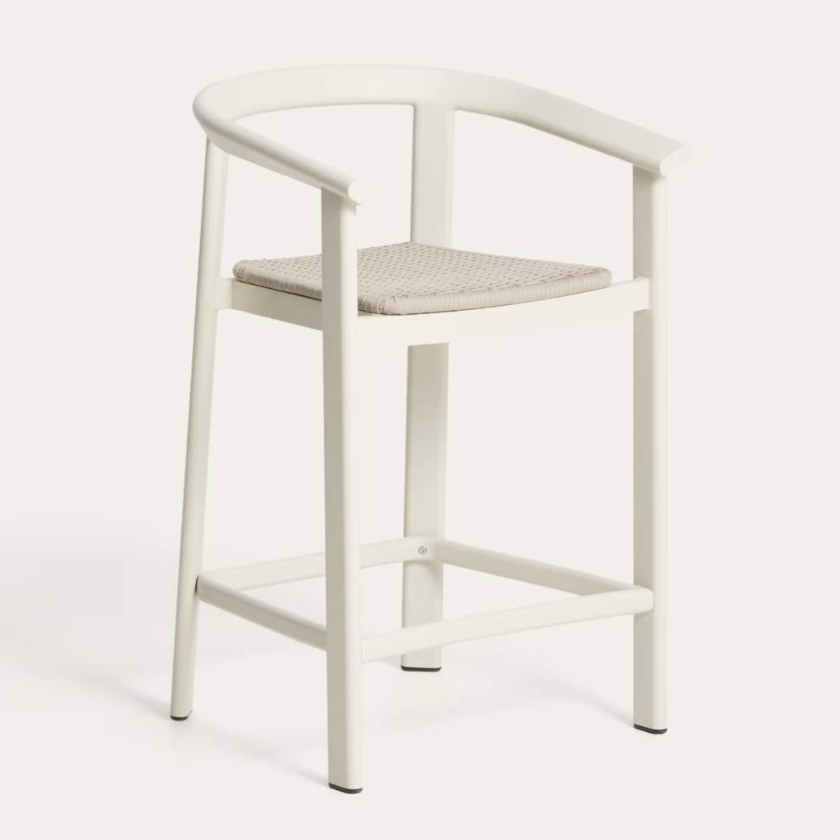 Kave Home Erice stool in aluminium and ecru rope cord 65cm