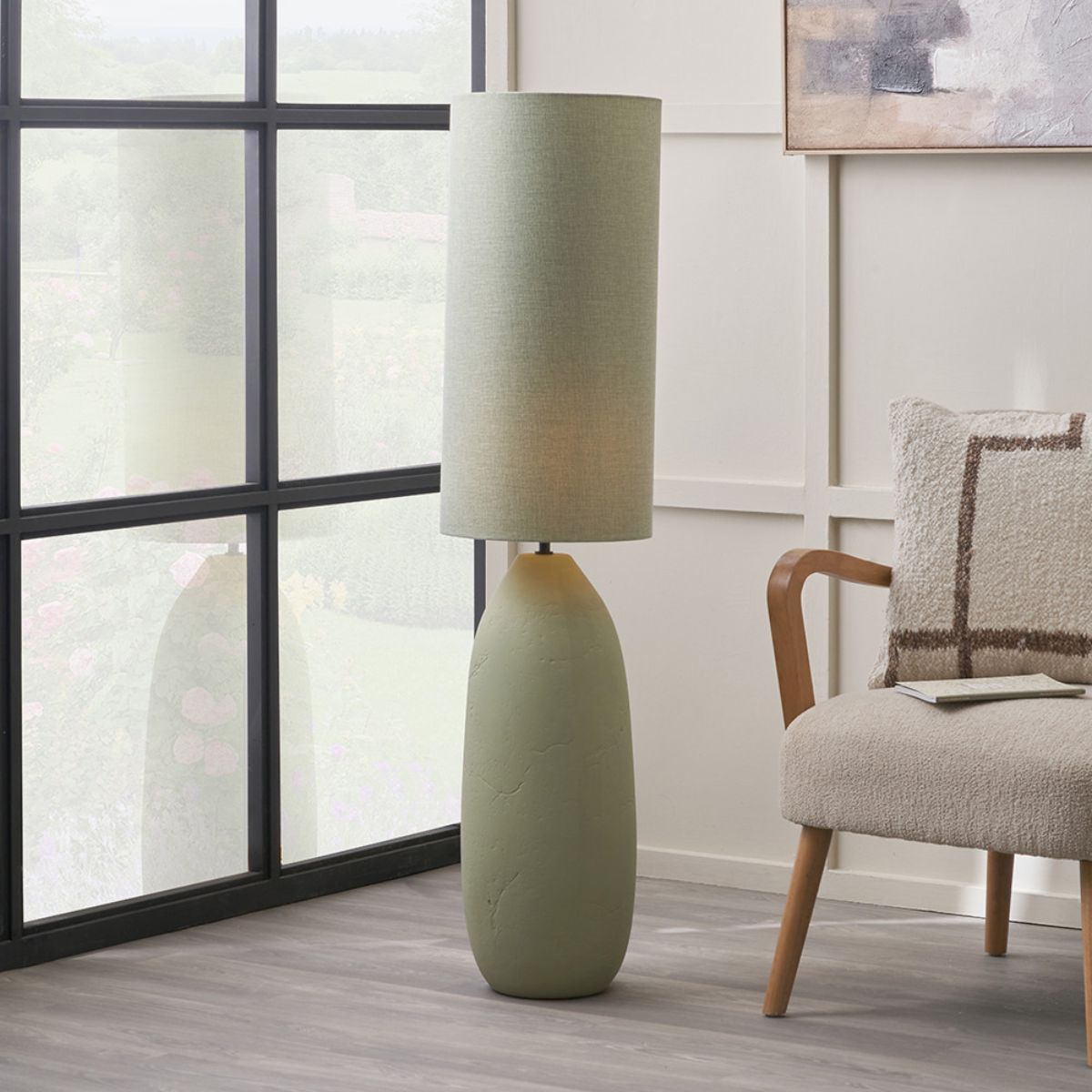 Pacific Lifestyle Erika Sage Vintage Textured Ceramic Floor Lamp