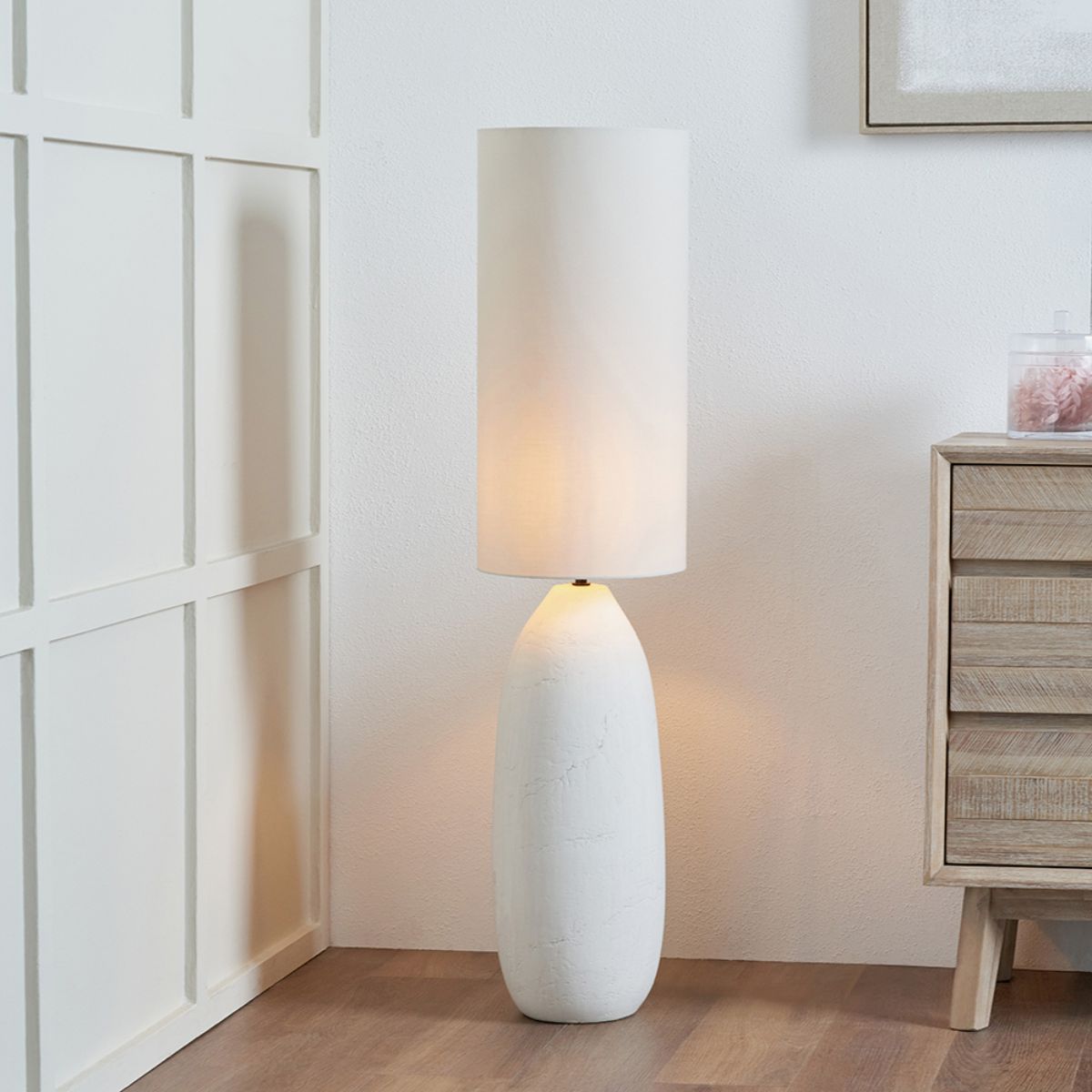 Pacific Lifestyle Erika White Vintage Textured Ceramic Floor Lamp