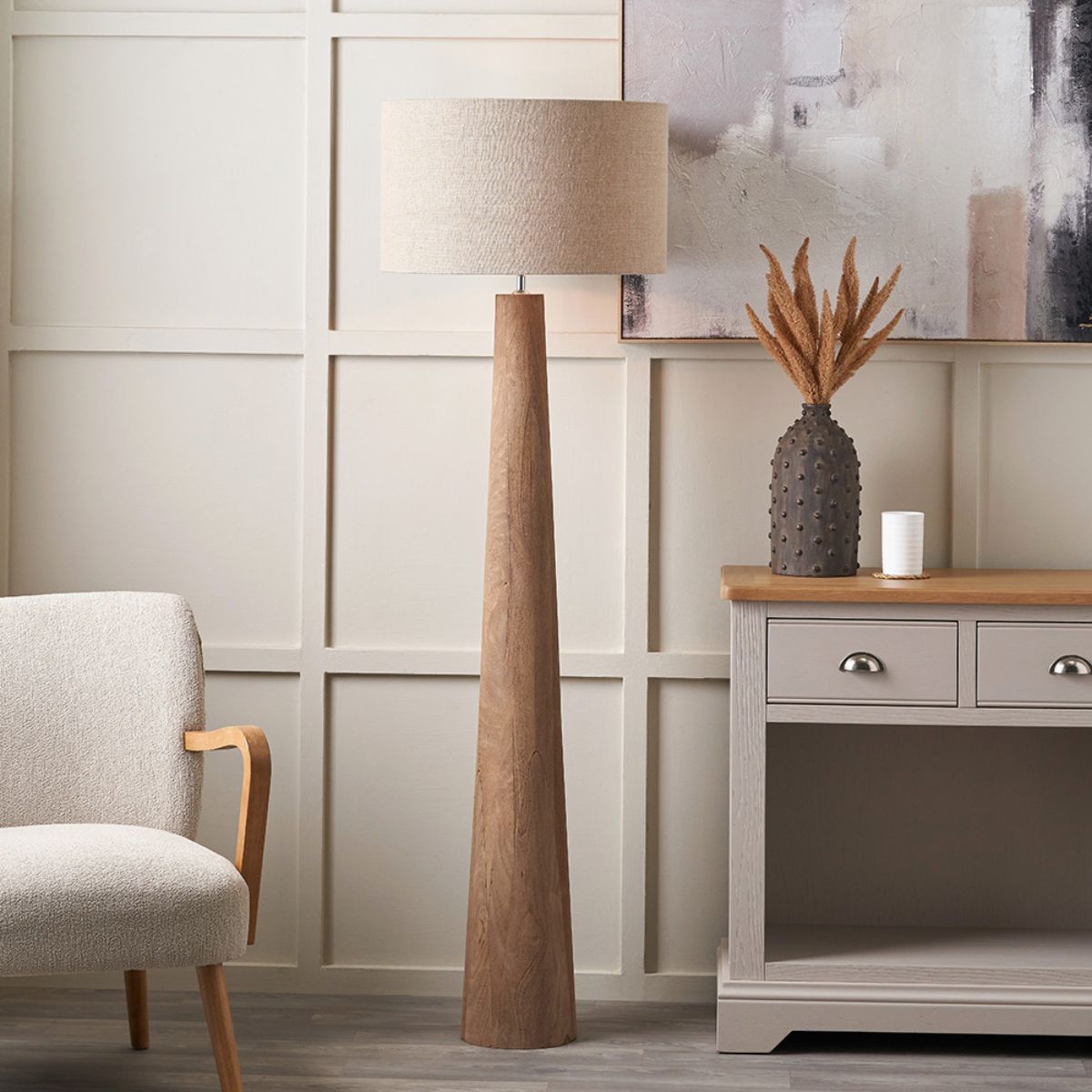 Pacific Lifestyle Esha Natural Conical Wood Floor Lamp Base