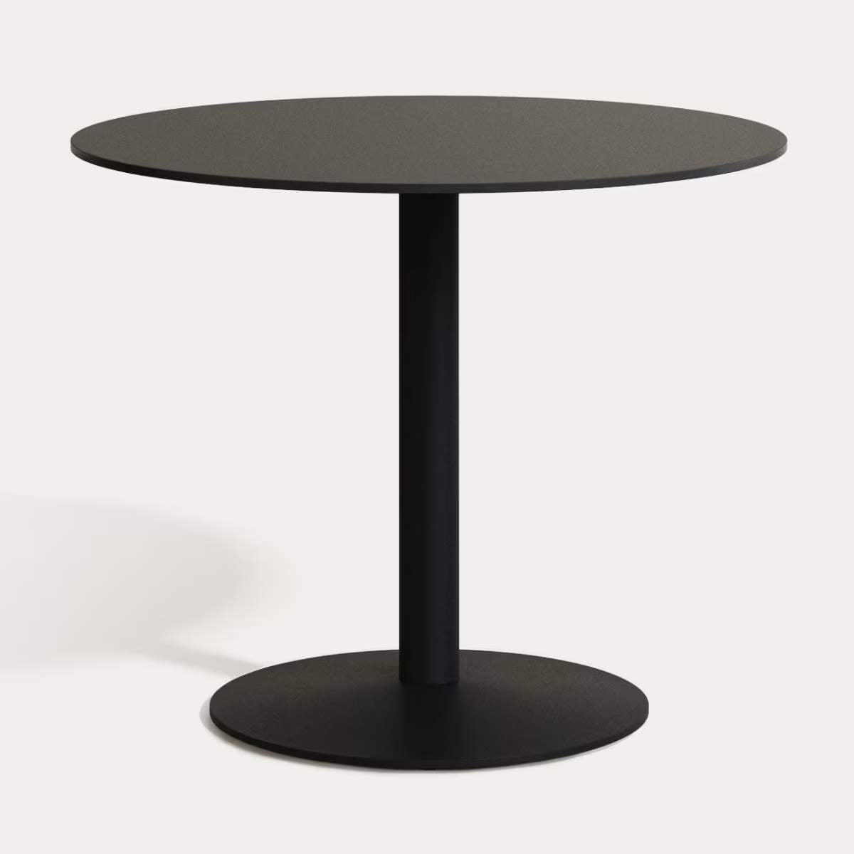 Kave Home Esilda round outdoor table in black with metal leg in a painted black finish, Ø 90 x 70 cm