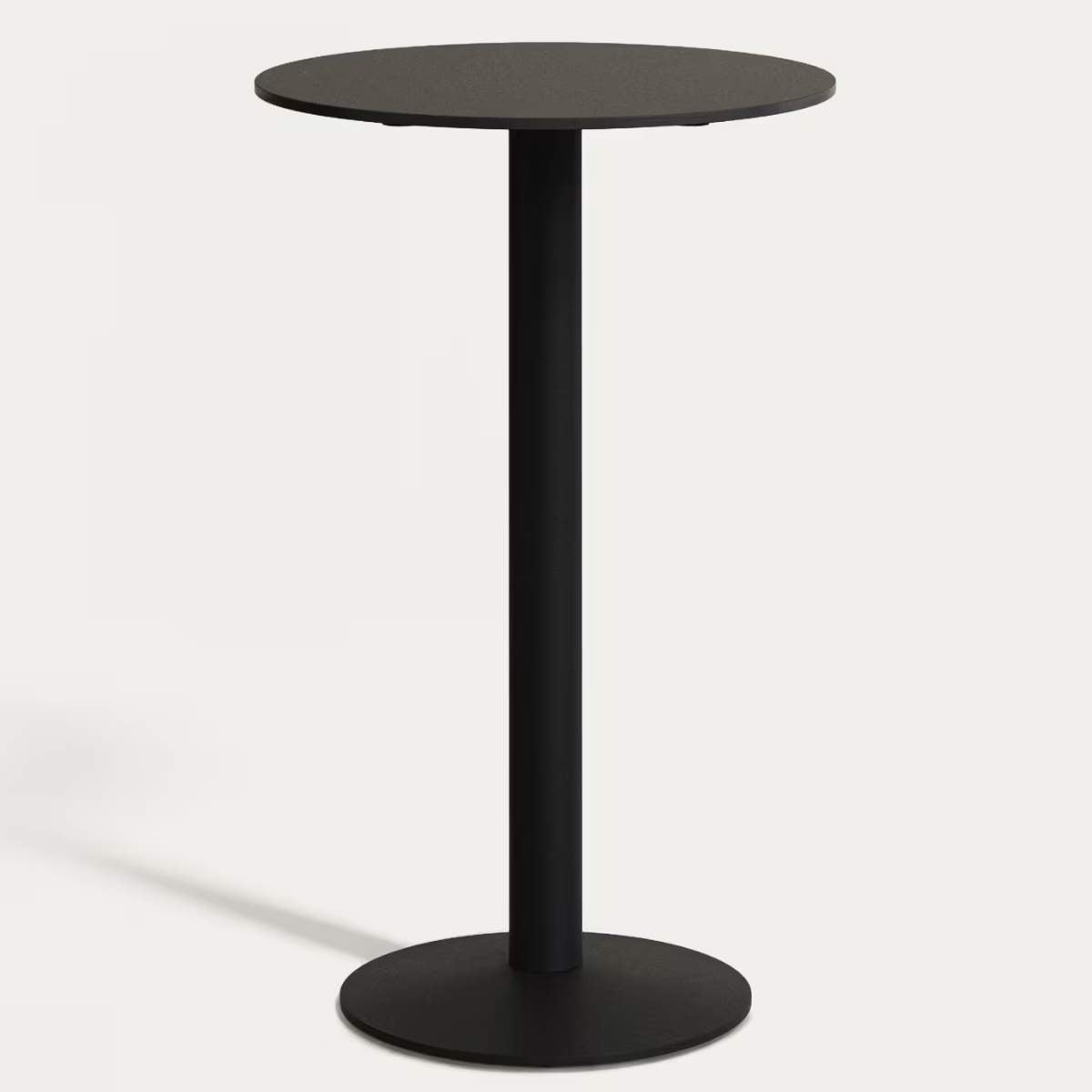 Kave Home Esilda high round outdoor table in white with metal leg in a painted black finish, Ø 60 x 96 cm