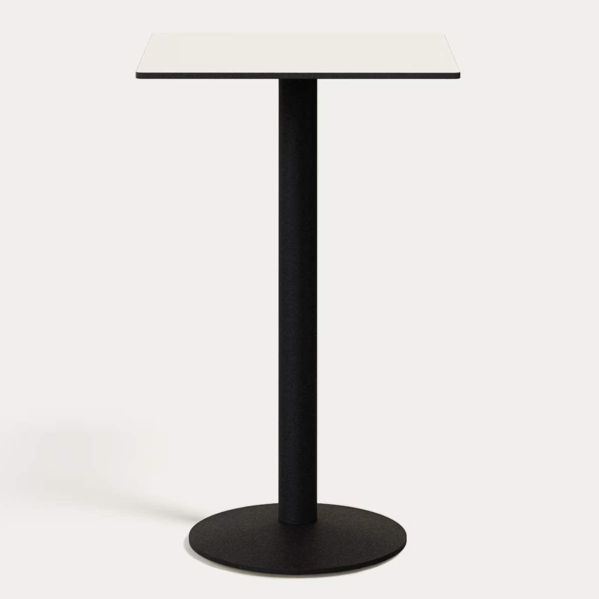 Kave Home Esilda high table in white with metal leg in a painted black finish, 60 x 60 x 96 cm