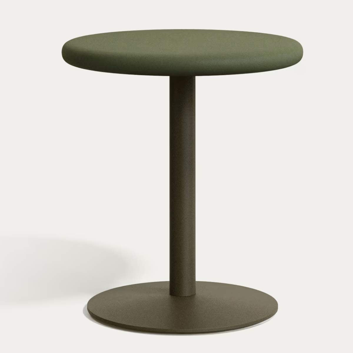 Kave Home Esilda outdoor round table with green cement top Ø70cm and green steel base Ø55x72cm