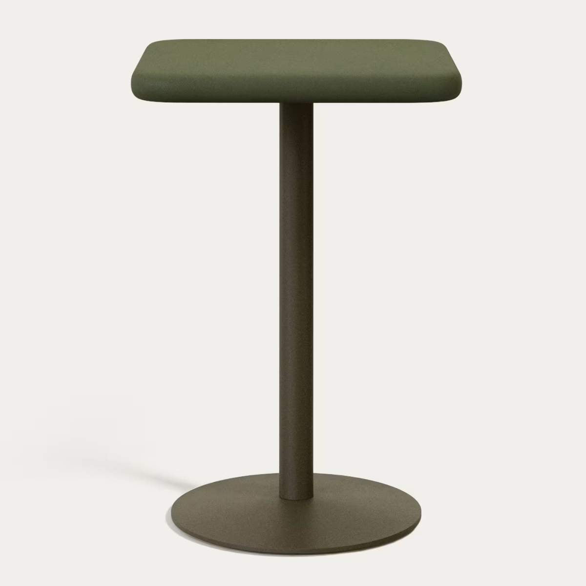 Kave Home Esilda outdoor tall table with green cement top 70x70cm and green steel base Ø55x96cm