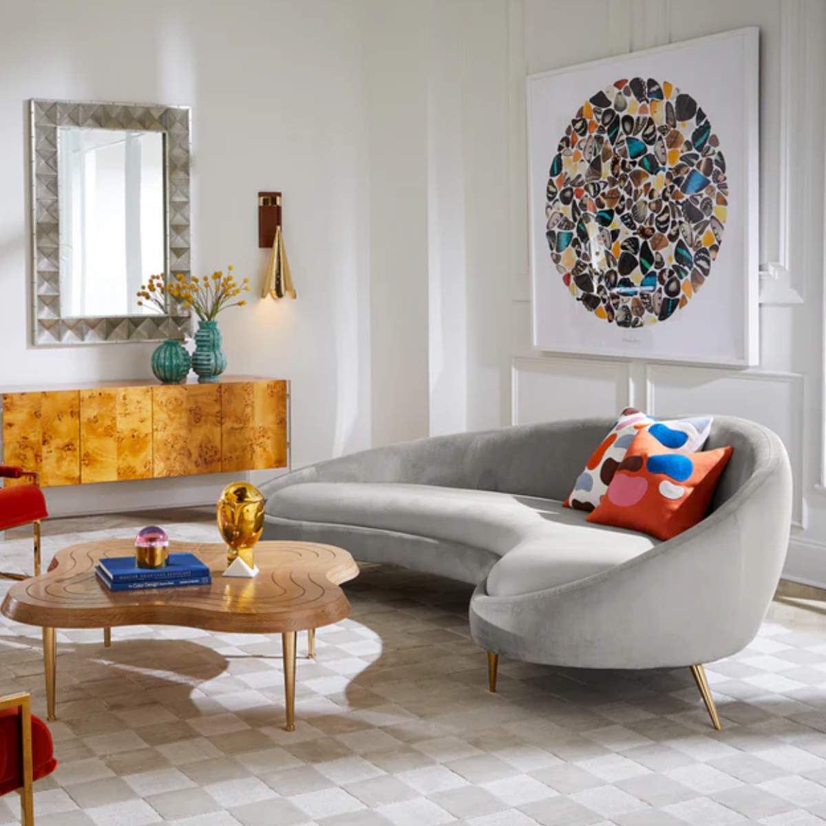 Jonathan Adler Ether 238.76cm Curved Sofa