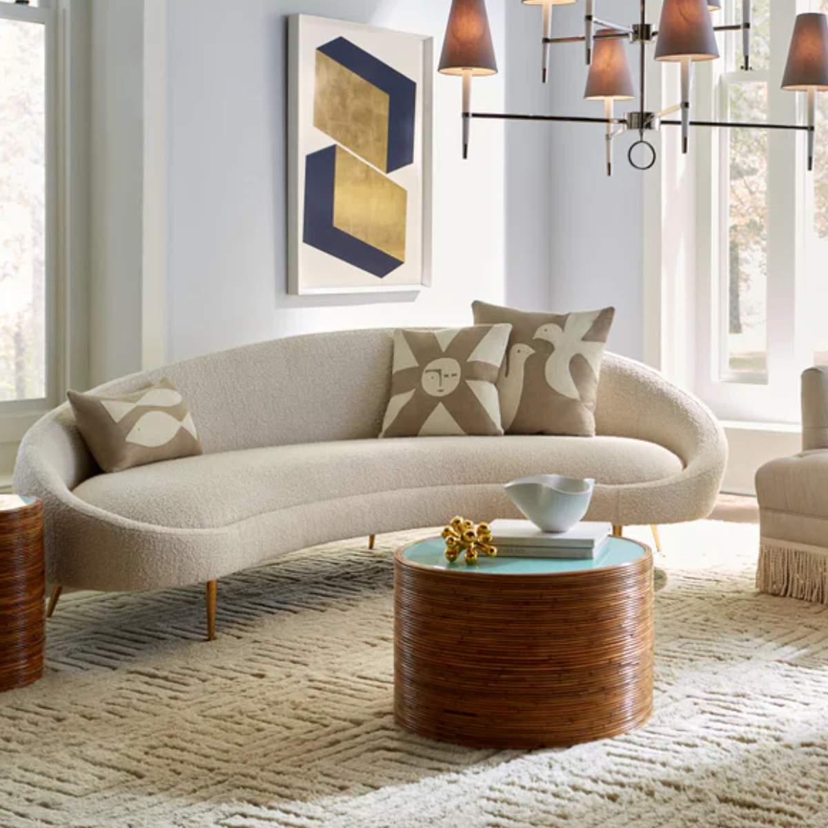 Jonathan Adler Ether 238.76cm Curved Sofa