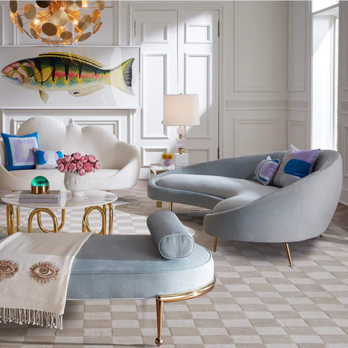 Jonathan Adler Ether 238.76cm Curved Sofa
