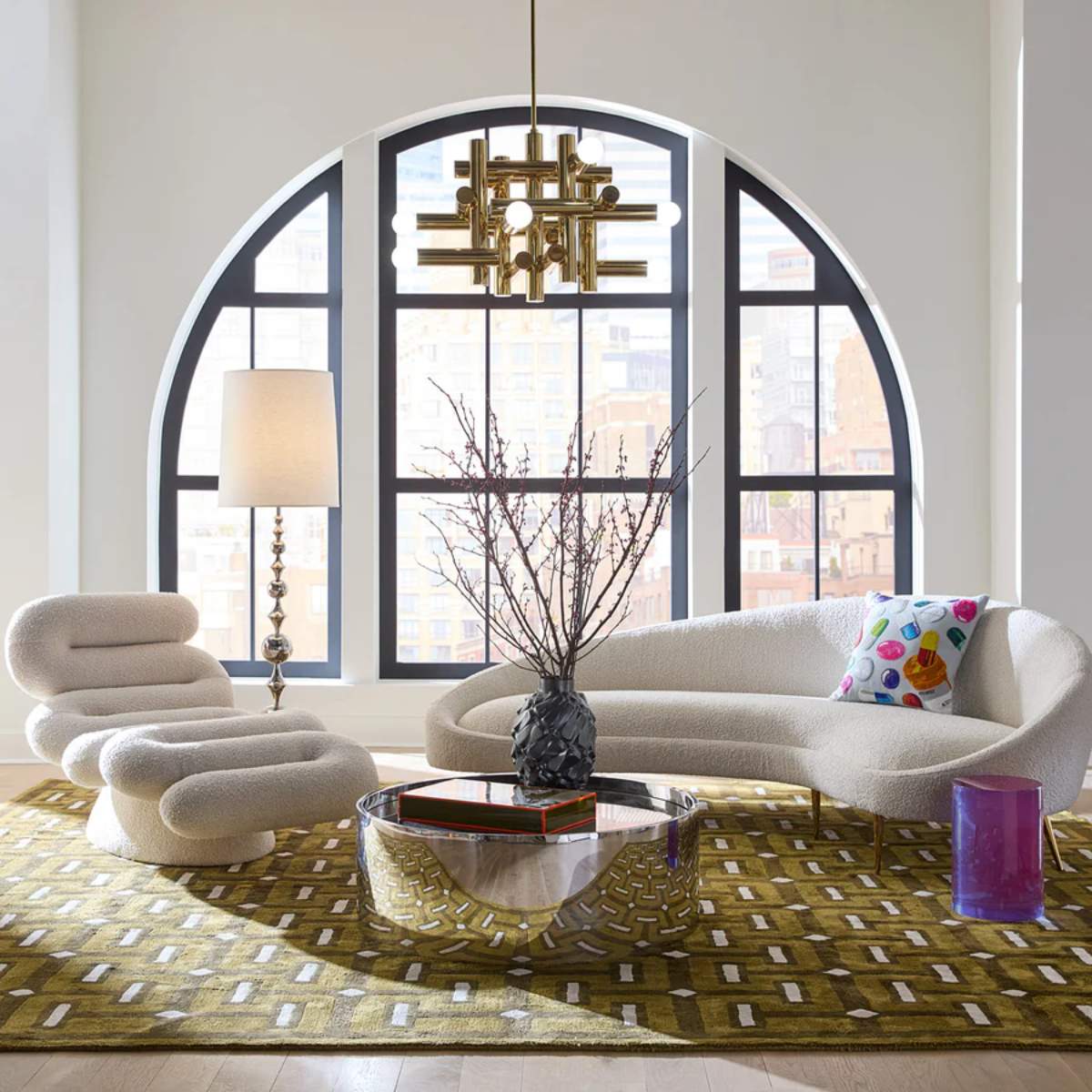Jonathan Adler Ether 238.76cm Curved Sofa