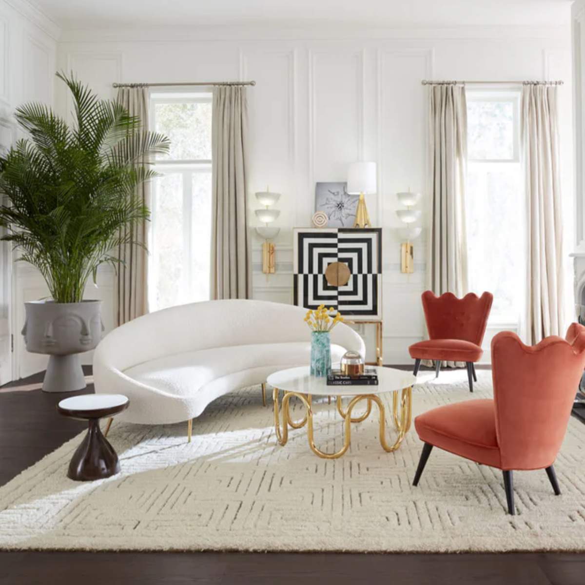 Jonathan Adler Ether 238.76cm Curved Sofa