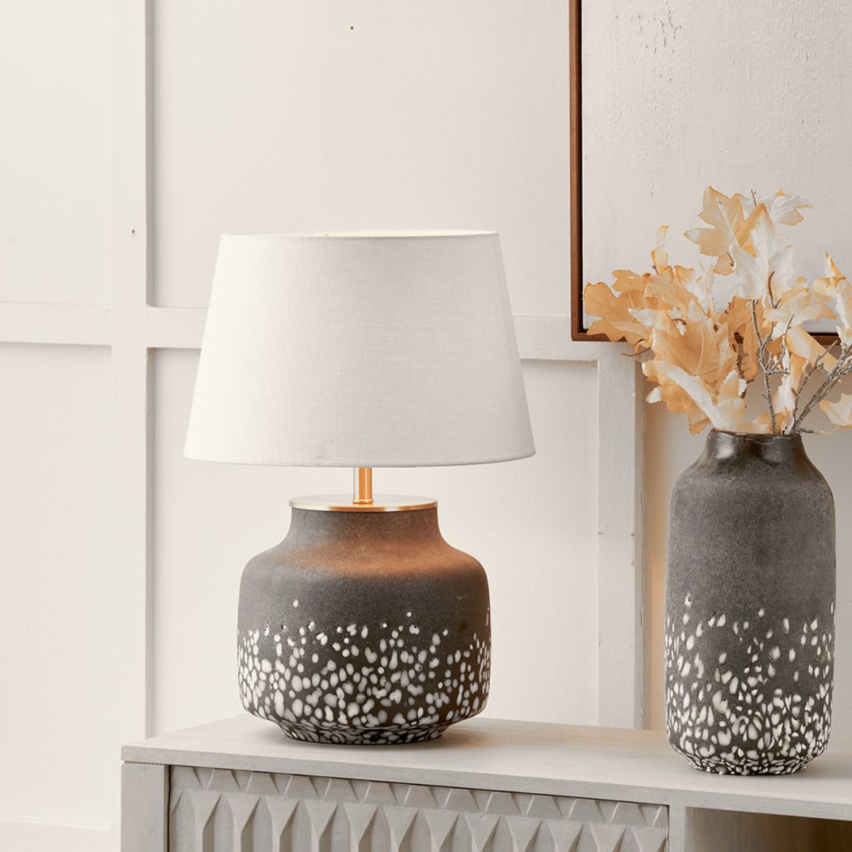 Pacific Lifestyle Etna Black and White Glass Table Lamp Base
