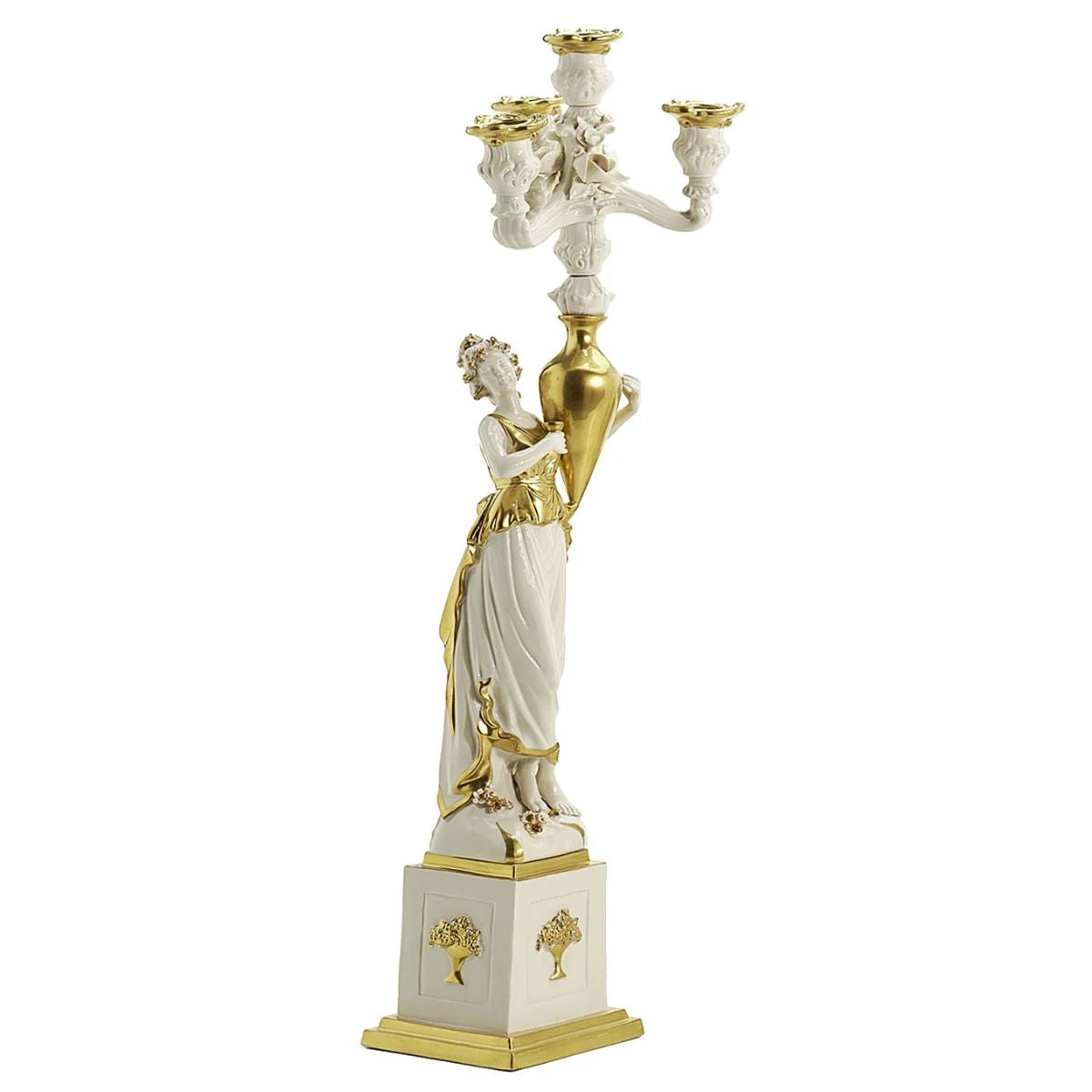 Villari Eurydice Candle Holder - White & Gold