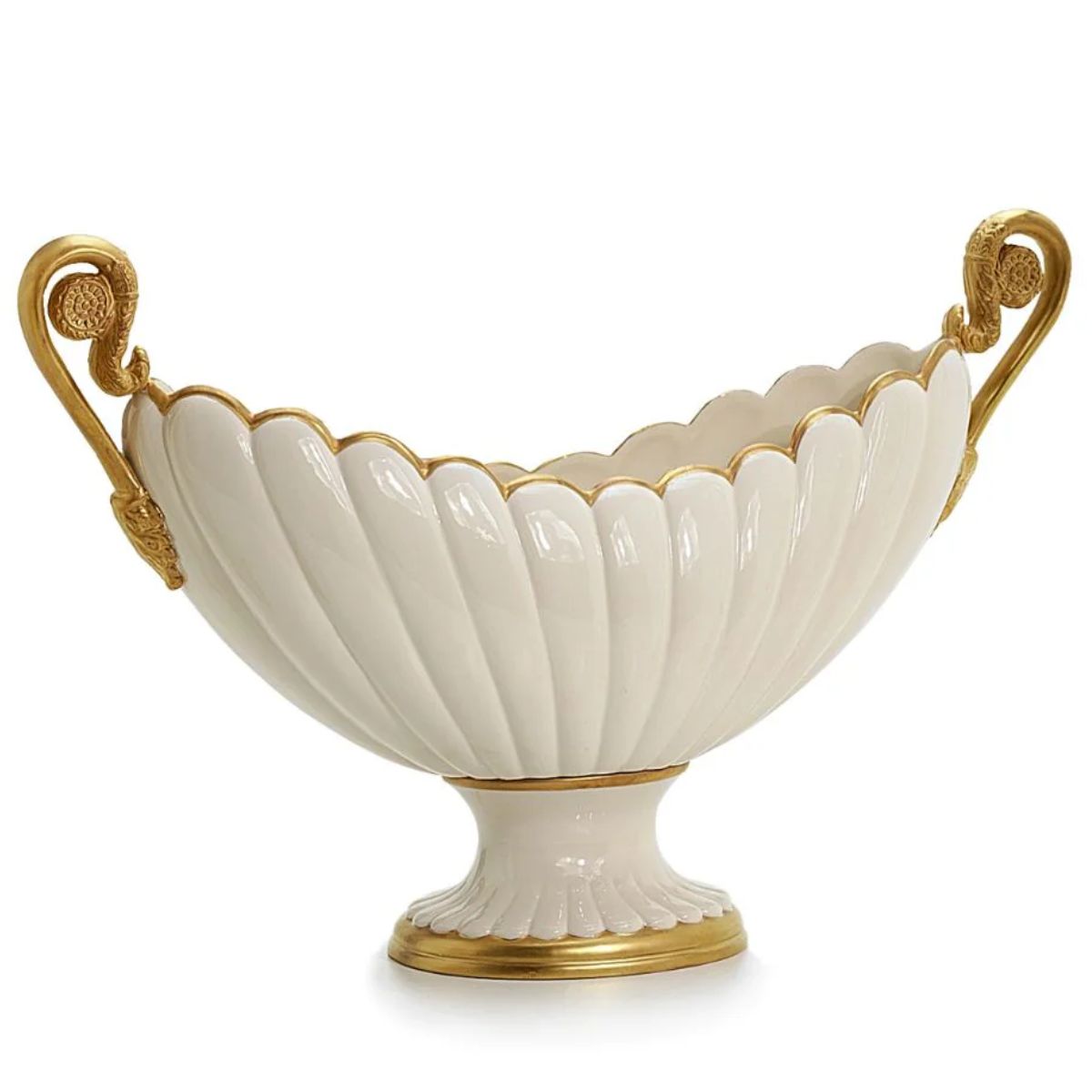 Villari Eurydice Oval Centrepiece - White & Gold