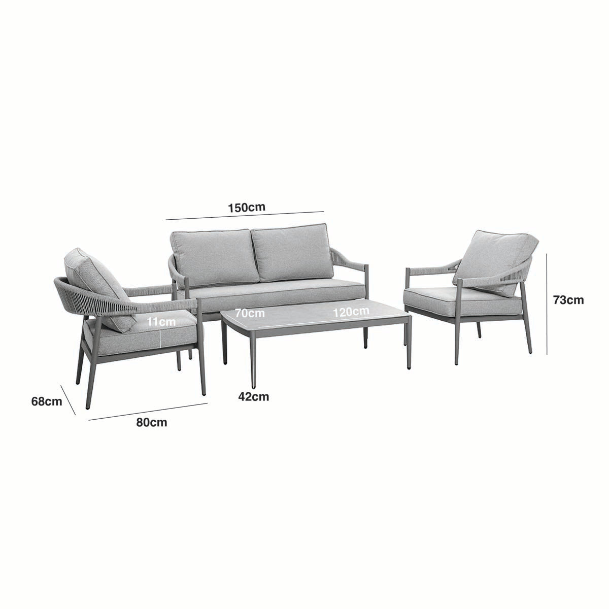 Maze Dove Grey Vancouver 2 Seat Sofa Set
