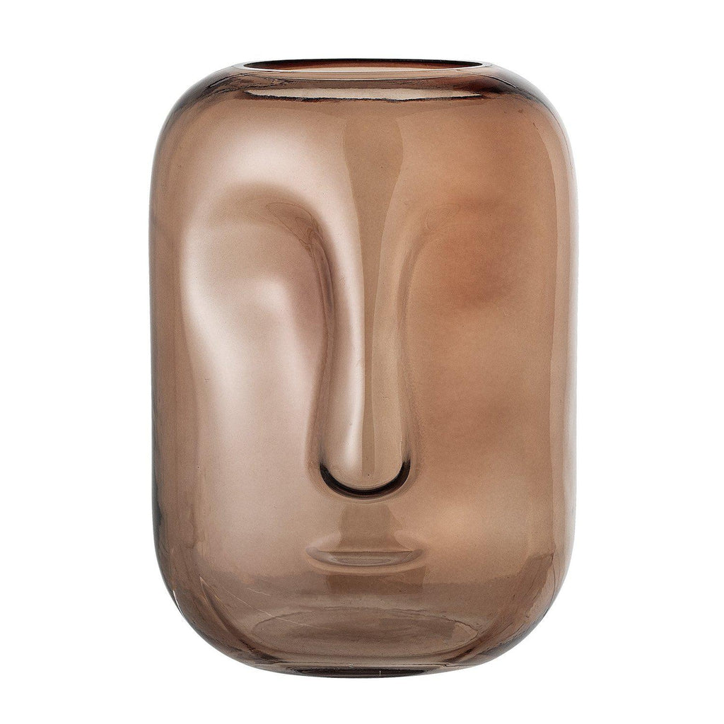 Face Glass Vase - Brown-Beaumonde