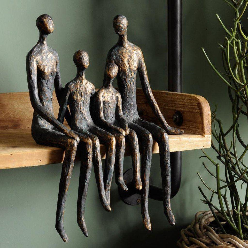 Family Shelf Edge Sculpture - Antique Bronze Finish-Beaumonde