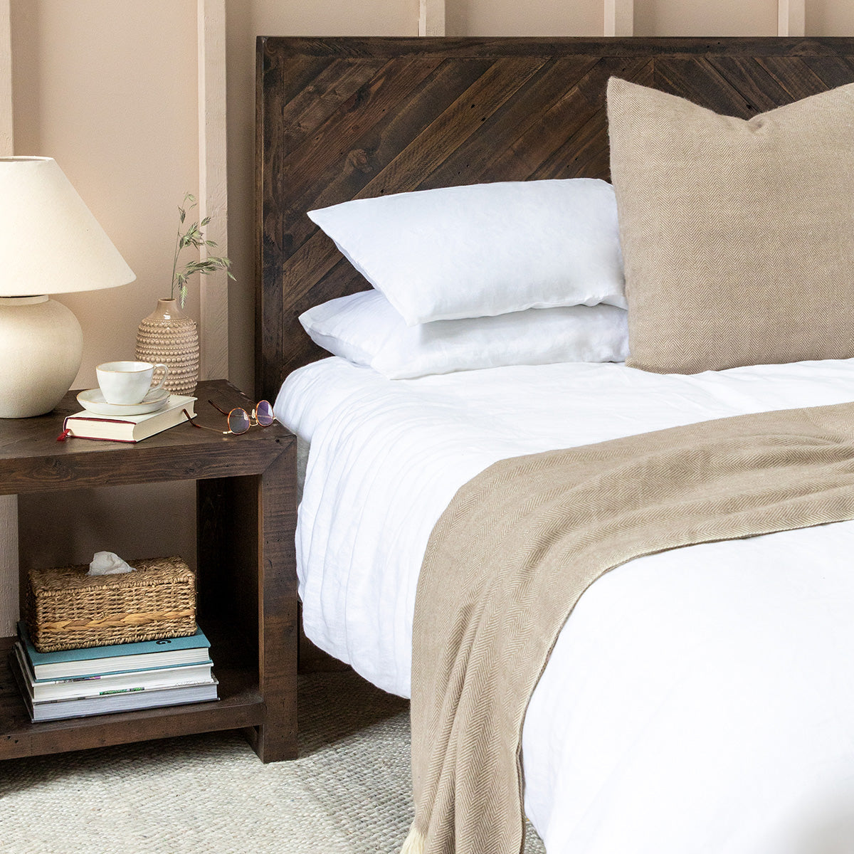 Garden Trading Fawley Chevron Bed - King - Antique Brown