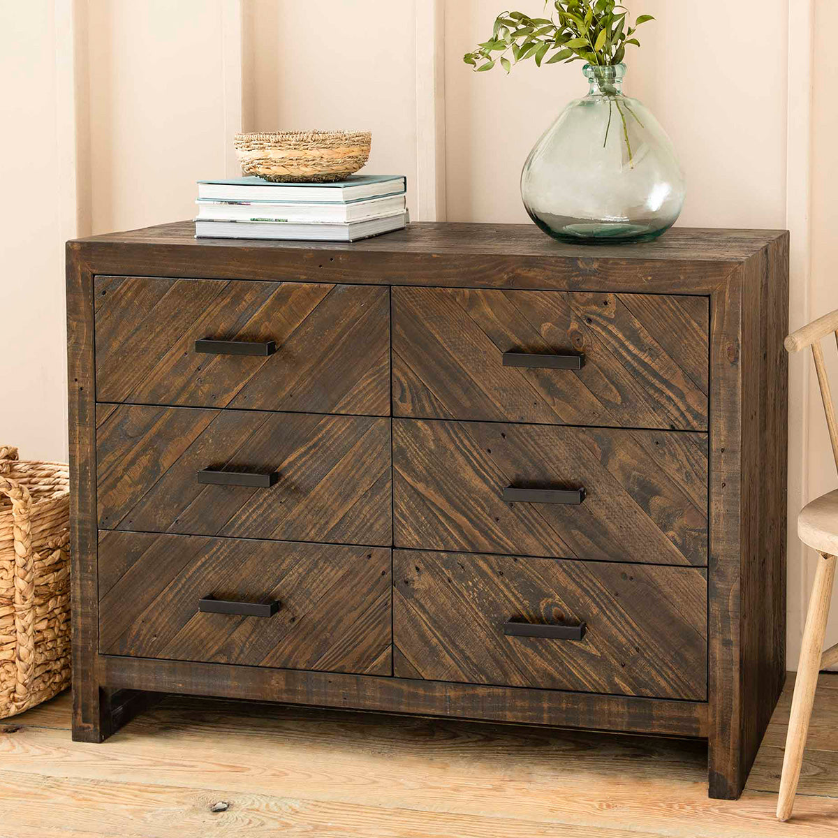 Garden Trading Fawley Chevron Chest of Drawers - Antique Brown
