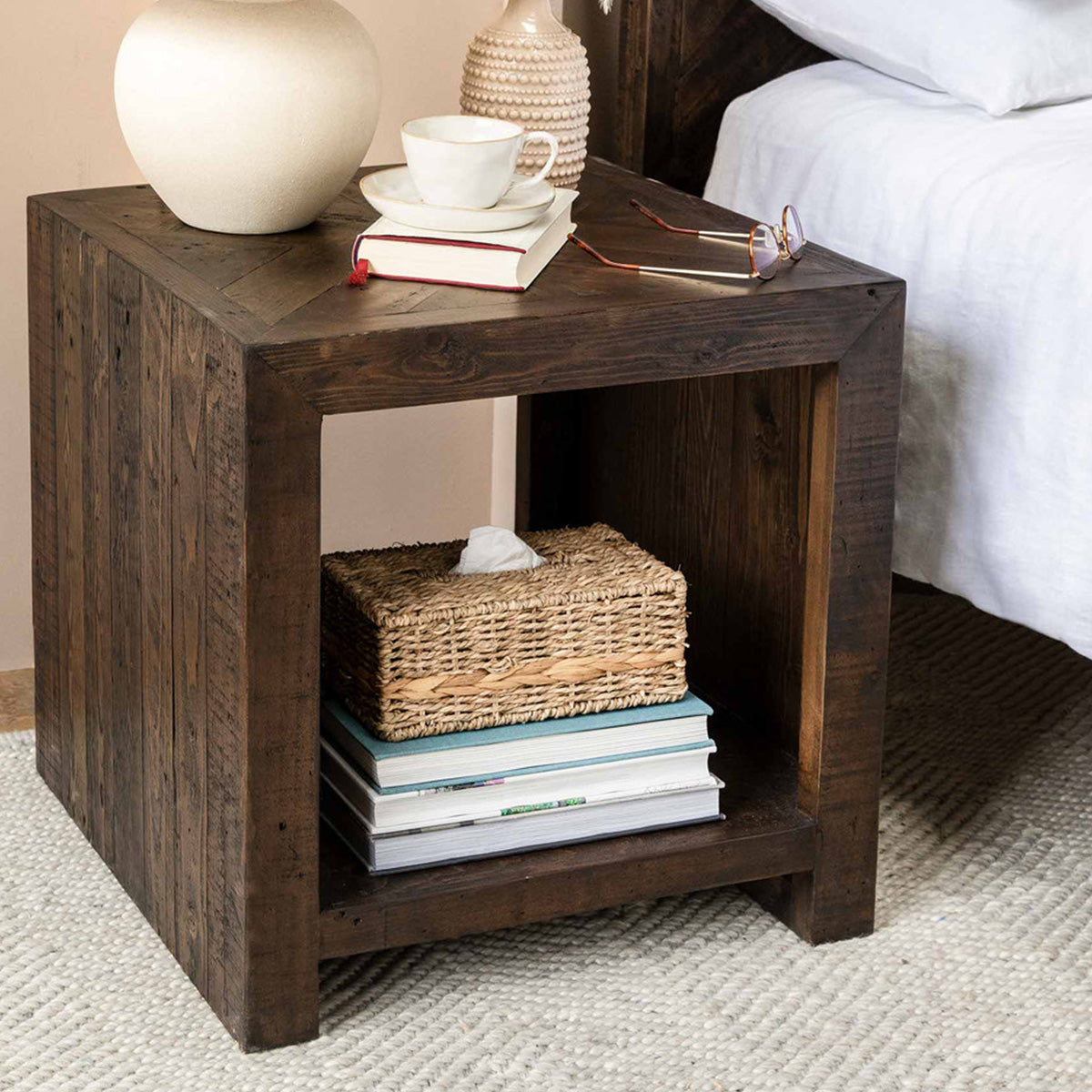 Garden Trading Fawley Chevron Side Table - Antique Brown