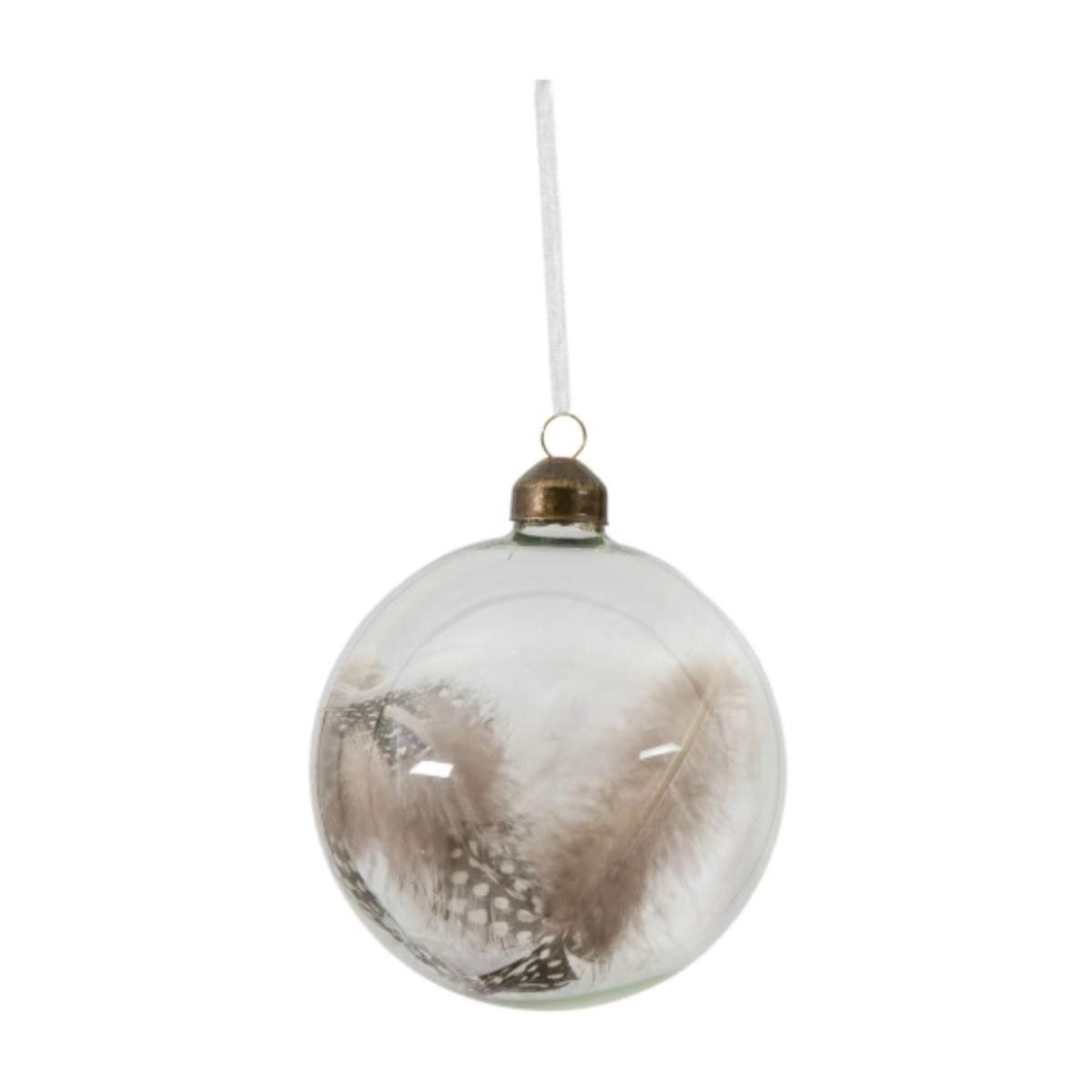 Gallery Direct Feather Bauble White/Natural Set of 3