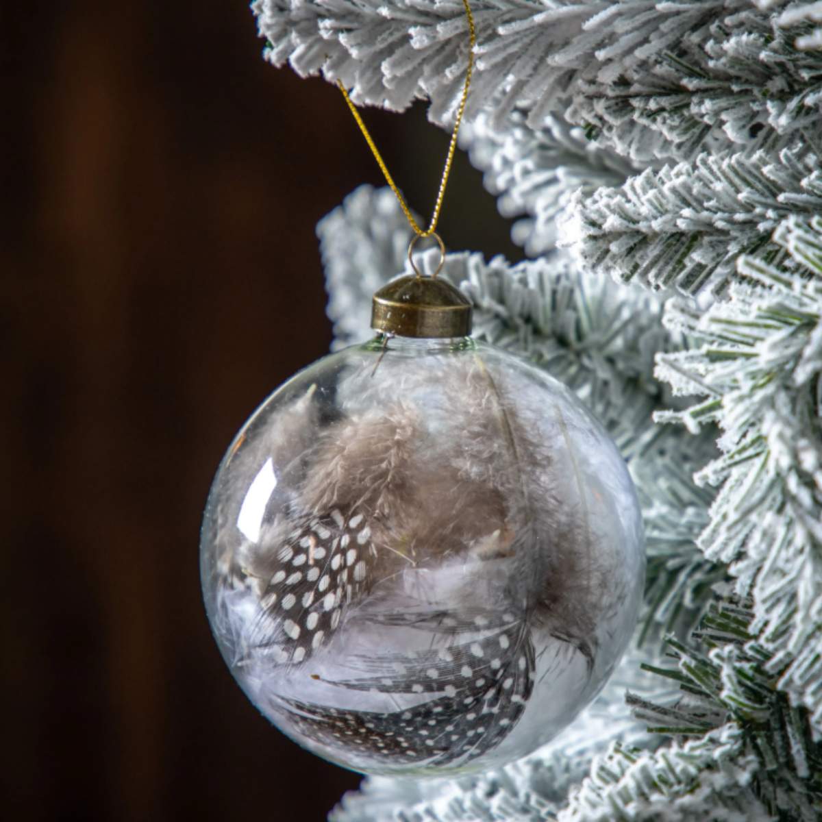Gallery Direct Feather Bauble White/Natural Set of 3