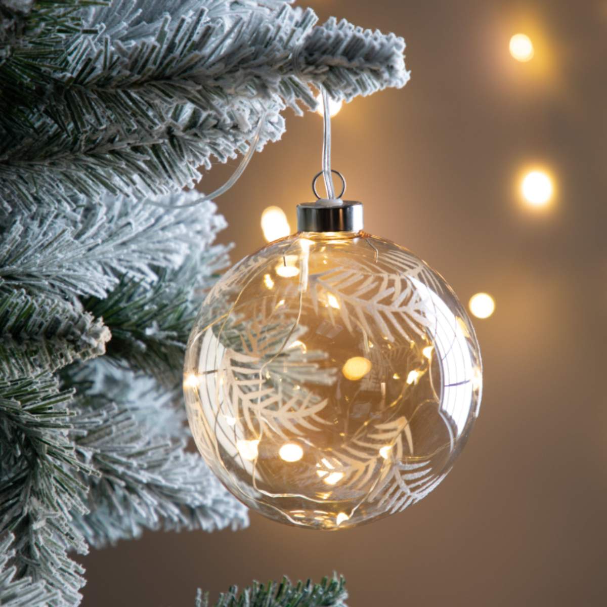Gallery Direct Feather Etched Bauble with LED