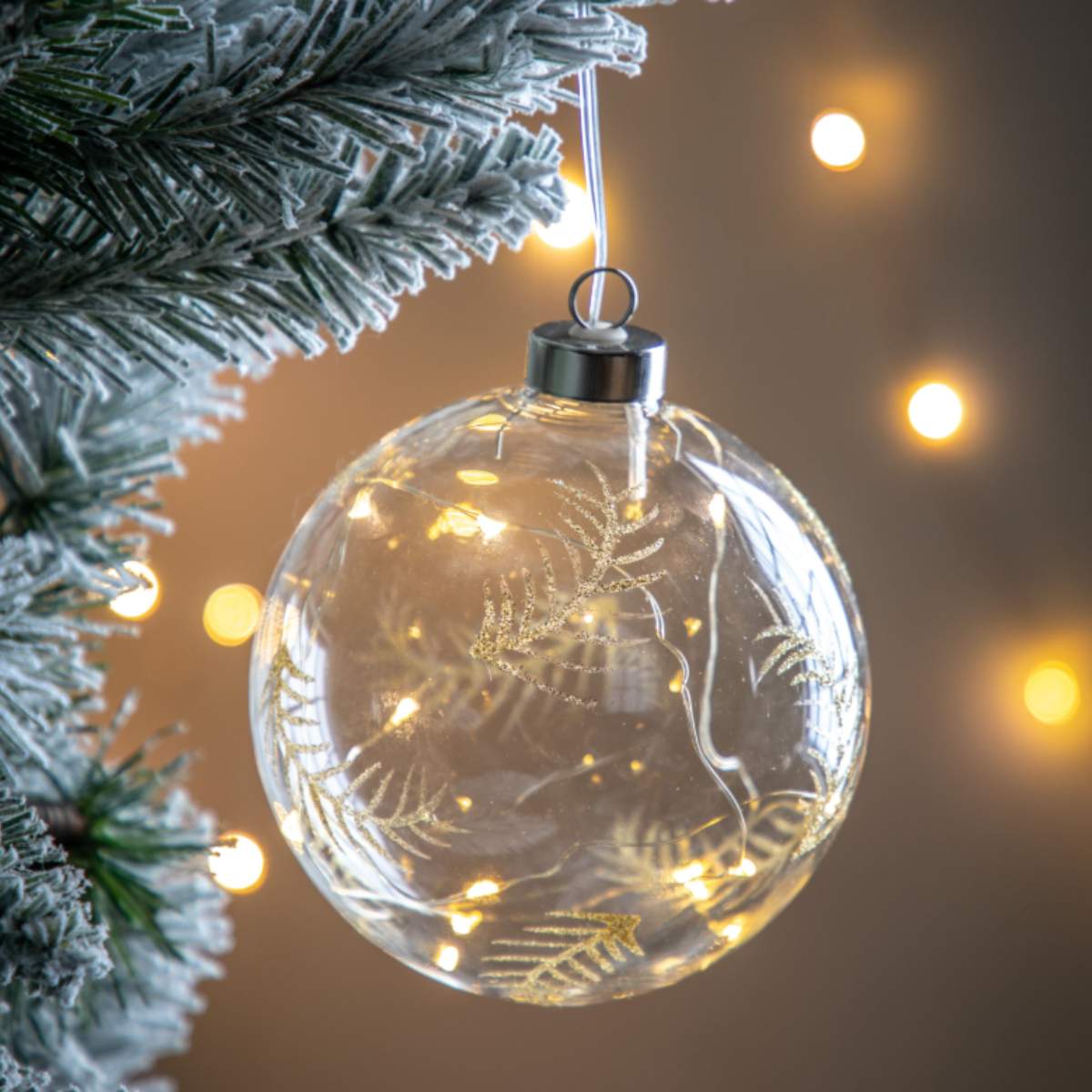 Gallery Direct Feather Etched Bauble with LED