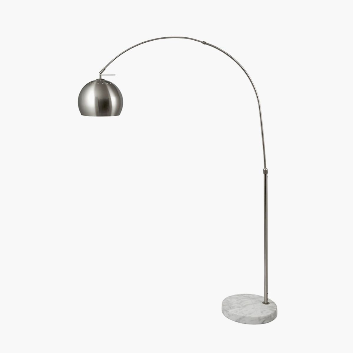 Pacific Lifestyle Feliciani Brushed Silver Metal and White Marble Floor Lamp