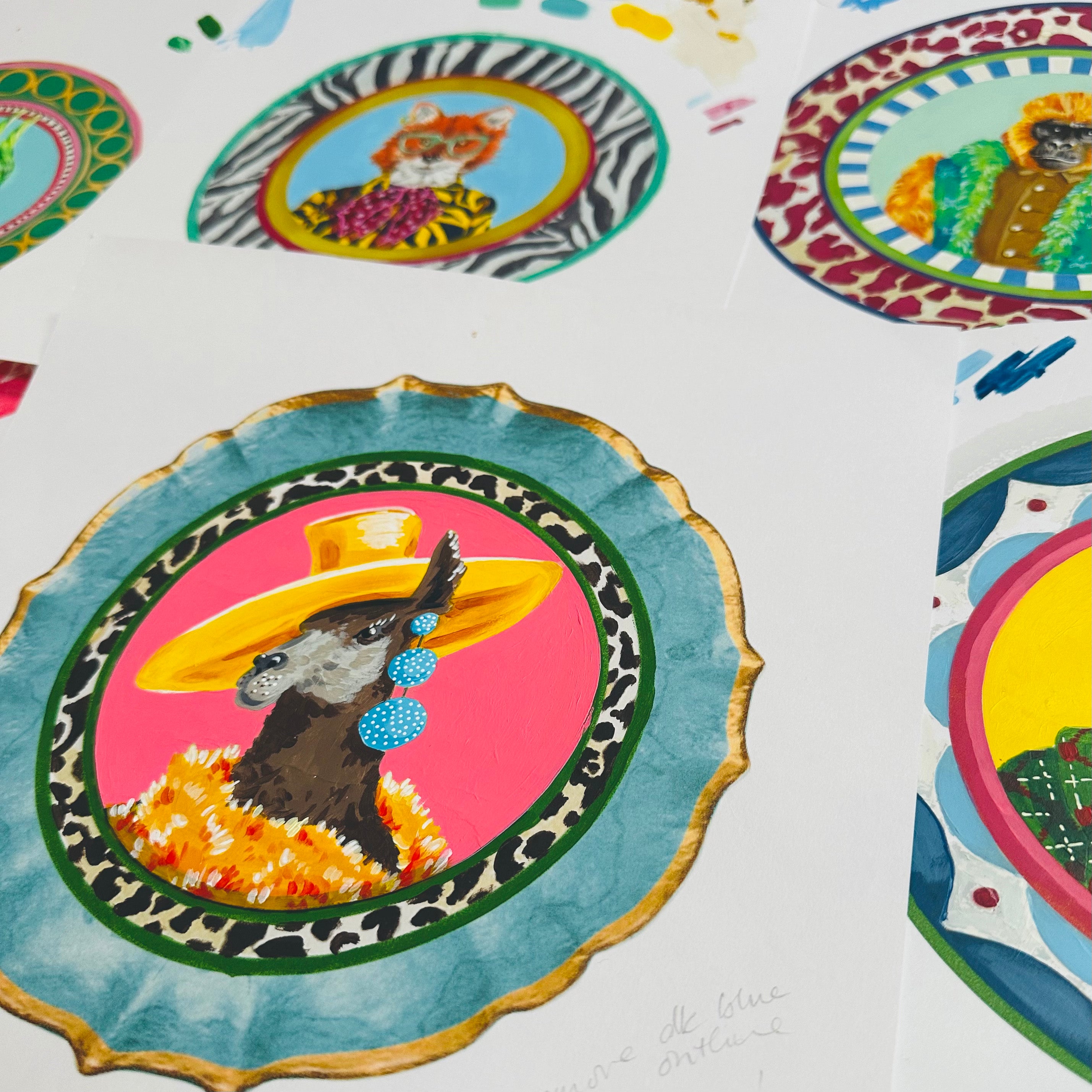 Brand McKenzie Fine China Lily Framed Round Art Print with Chalk White Background