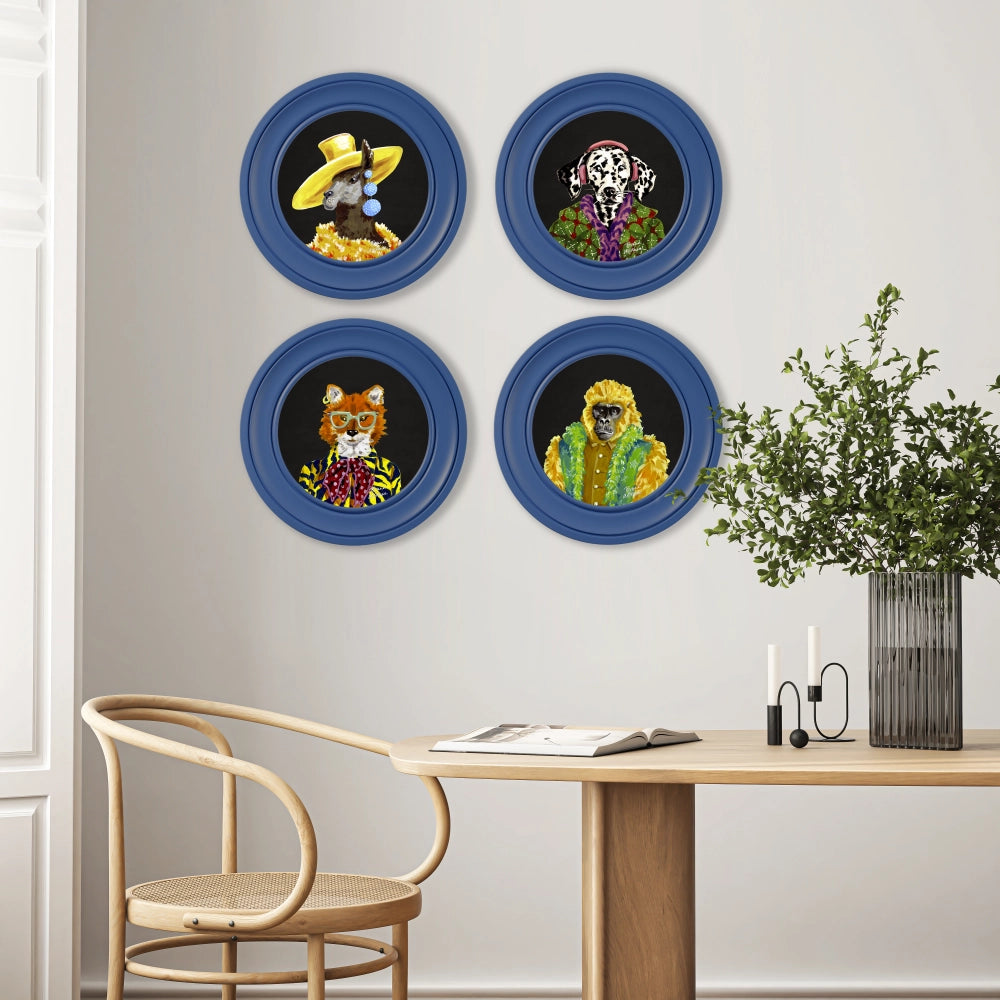 Brand McKenzie Fine China Todd Framed Round Art Print with Charcoal Black Background