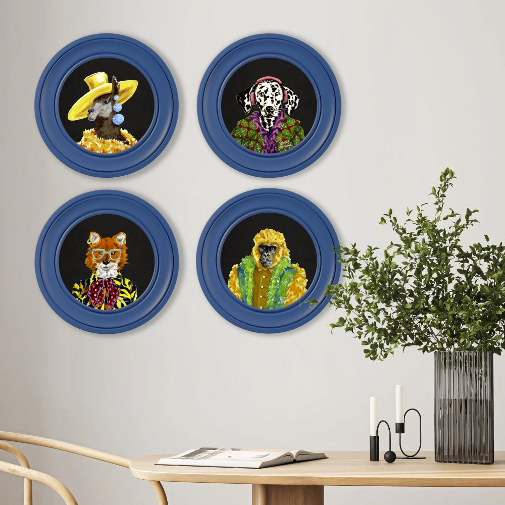 Brand McKenzie Fine China Todd Framed Round Art Print with Charcoal Black Background