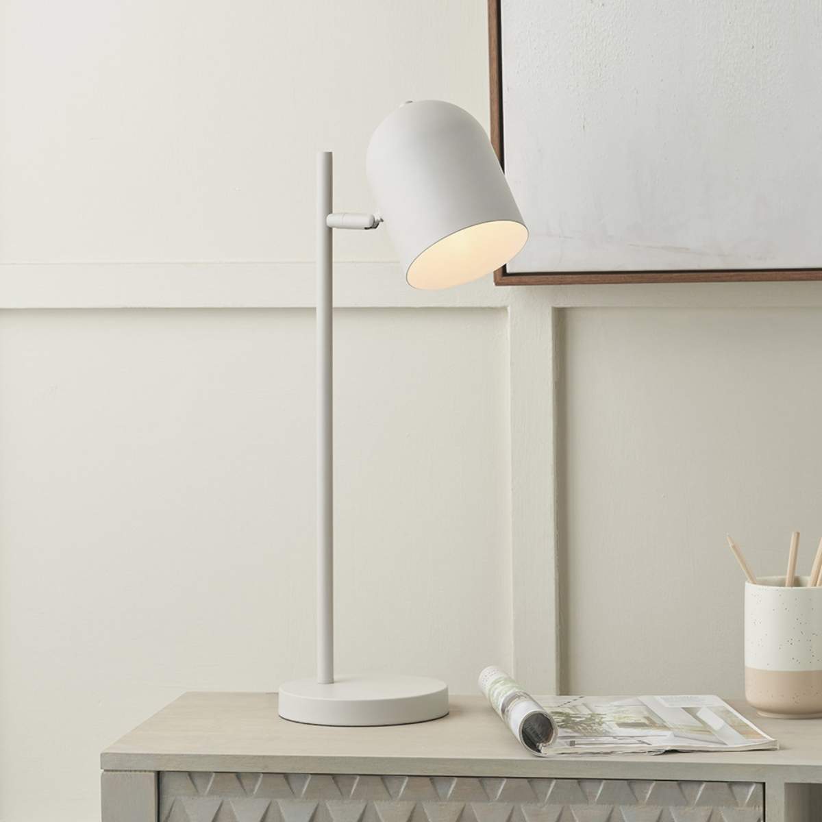 Pacific Lifestyle Finn Grey Metal Cloche Headed Table Lamp