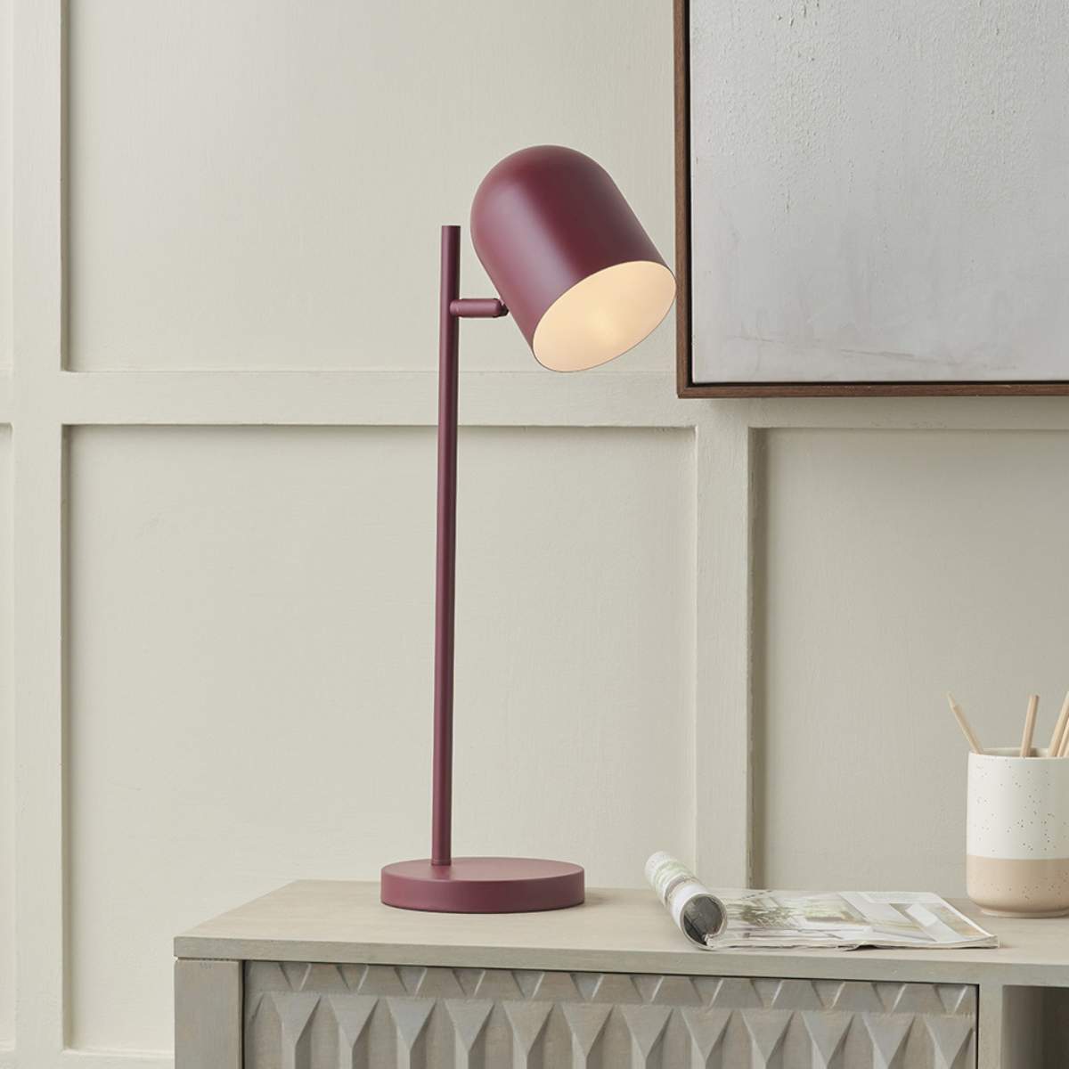 Pacific Lifestyle Finn Mulberry Metal Cloche Headed Table Lamp