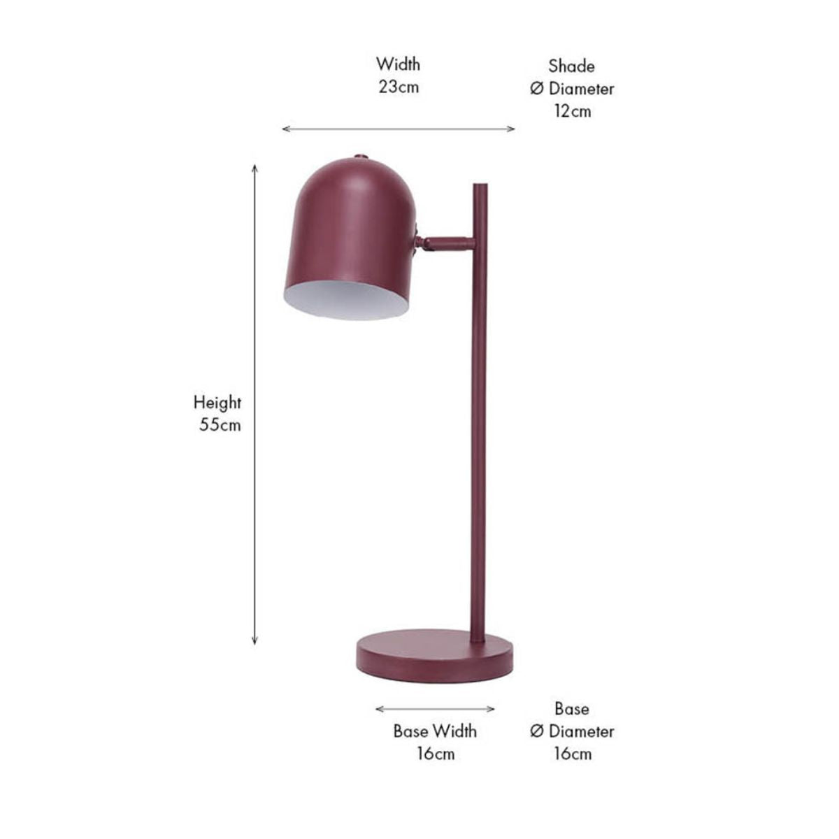 Pacific Lifestyle Finn Mulberry Metal Cloche Headed Table Lamp