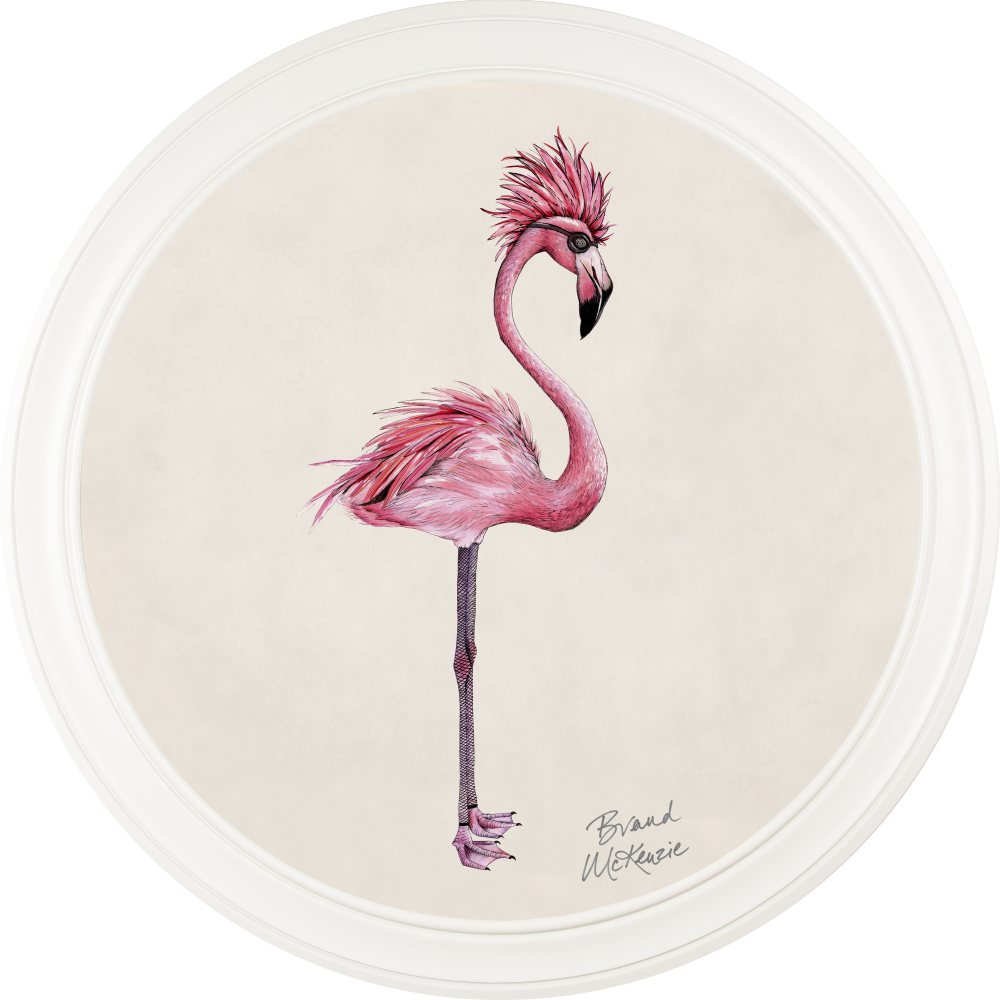 Brand McKenzie Punk Rocks Fiona Framed Round Art Print with Chalk White Background