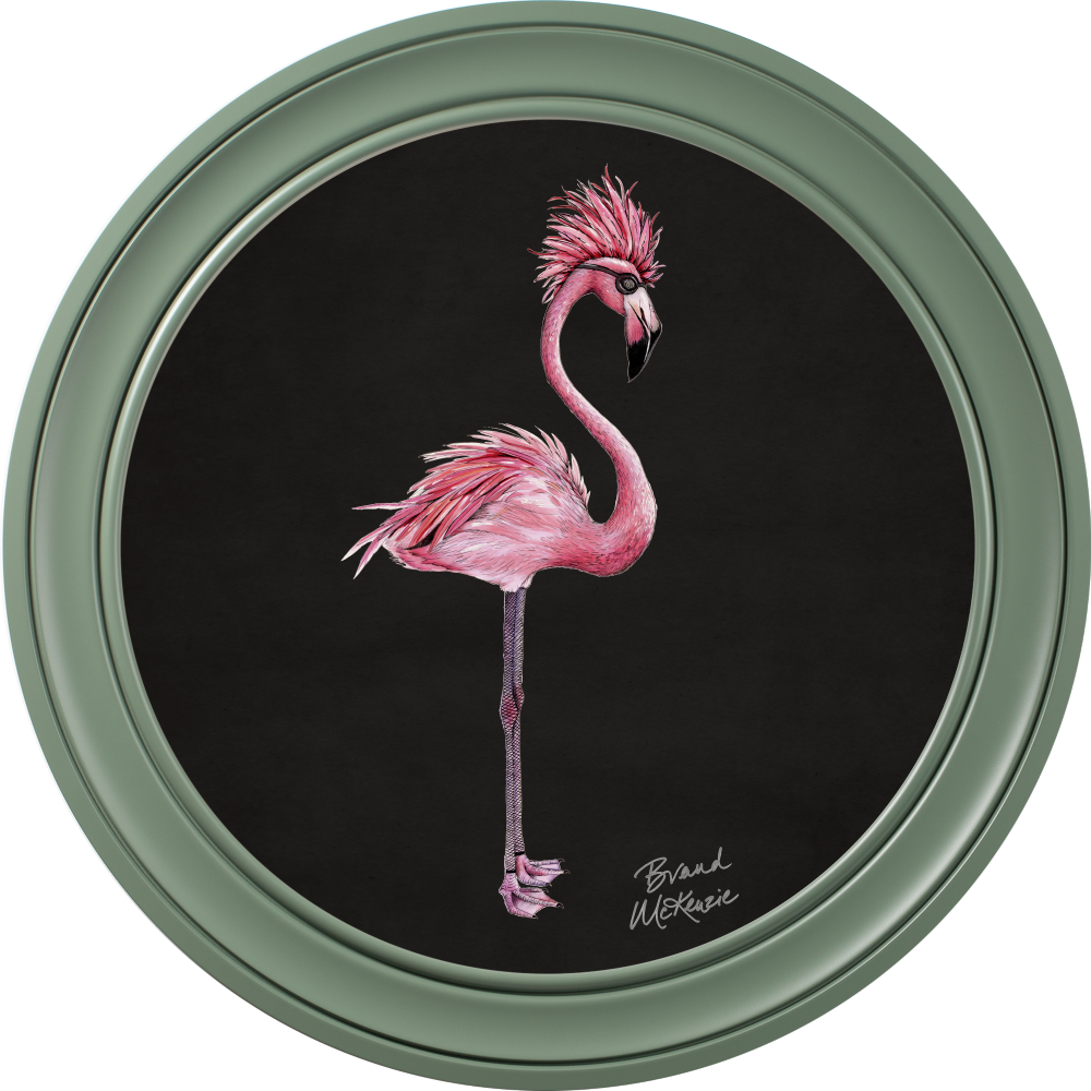 Brand McKenzie Punk Rocks Fiona Framed Round Art Print with Charcoal Black Background