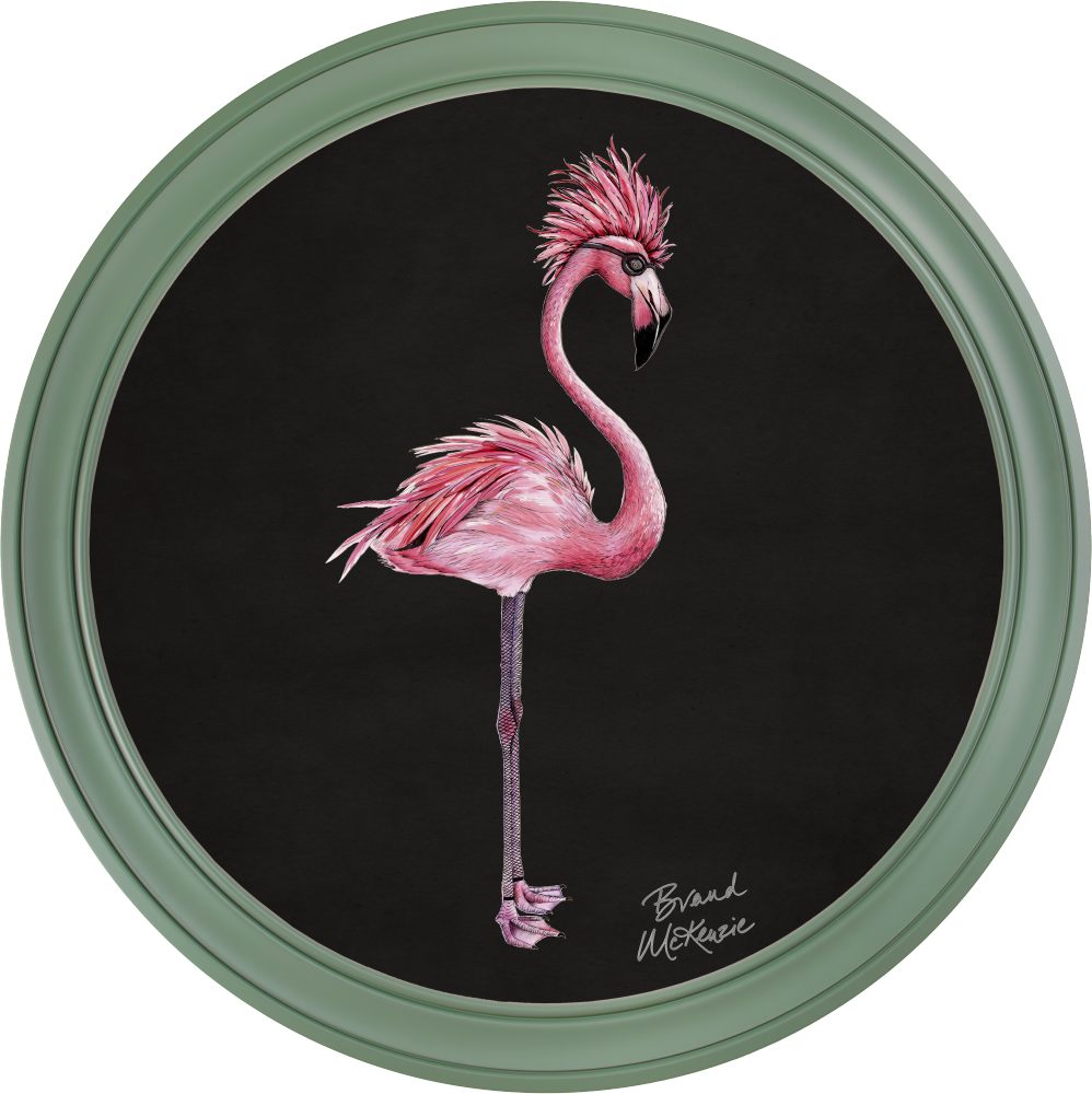 Brand McKenzie Punk Rocks Fiona Framed Round Art Print with Charcoal Black Background