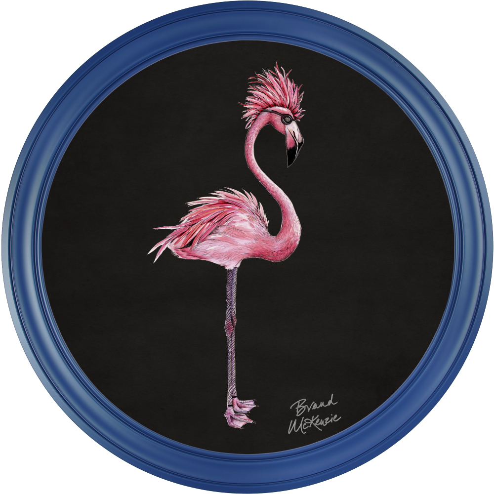 Brand McKenzie Punk Rocks Fiona Framed Round Art Print with Charcoal Black Background