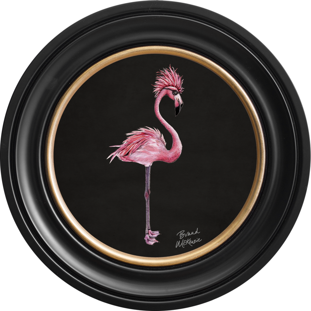 Brand McKenzie Punk Rocks Fiona Framed Round Art Print with Charcoal Black Background