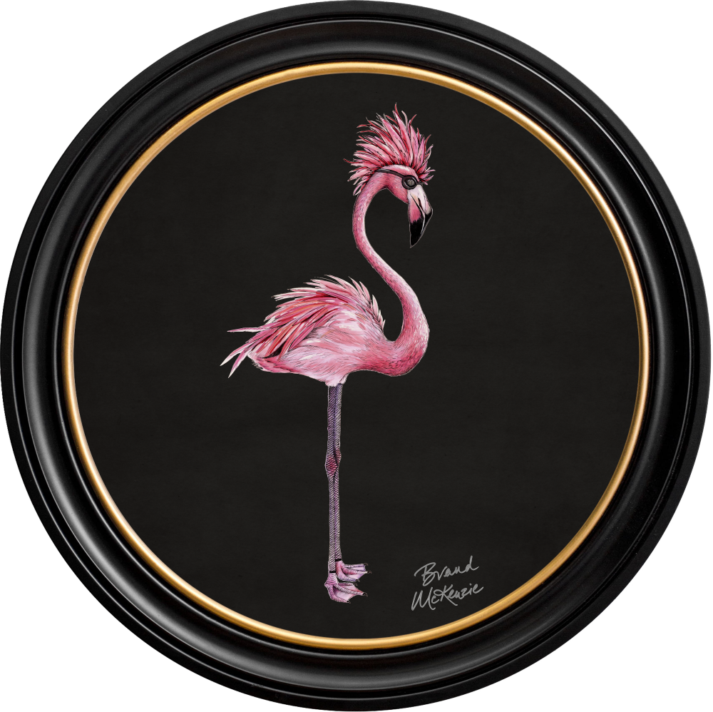 Brand McKenzie Punk Rocks Fiona Framed Round Art Print with Charcoal Black Background