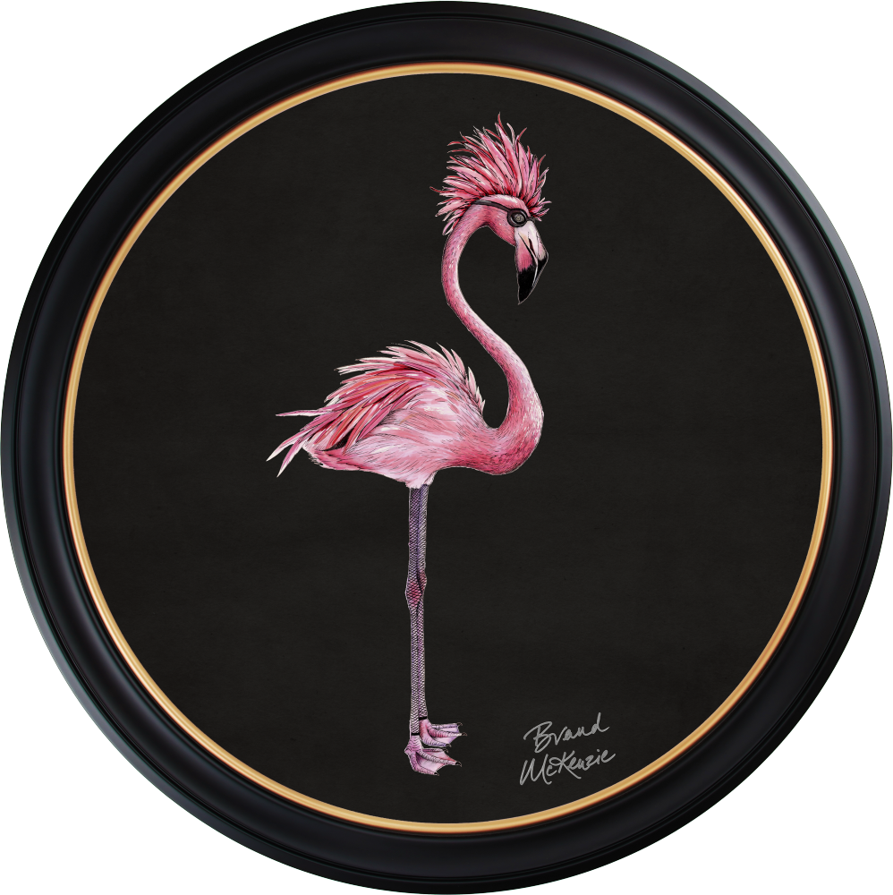 Brand McKenzie Punk Rocks Fiona Framed Round Art Print with Charcoal Black Background