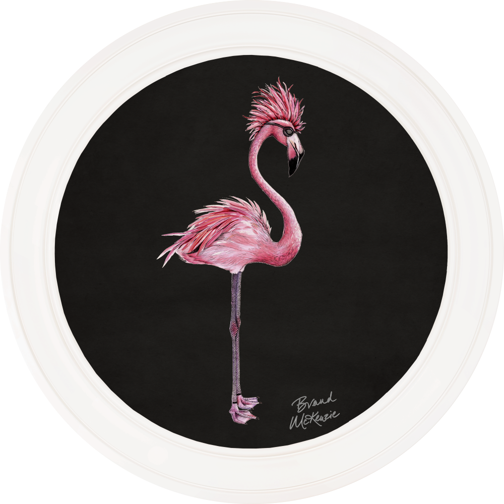 Brand McKenzie Punk Rocks Fiona Framed Round Art Print with Charcoal Black Background