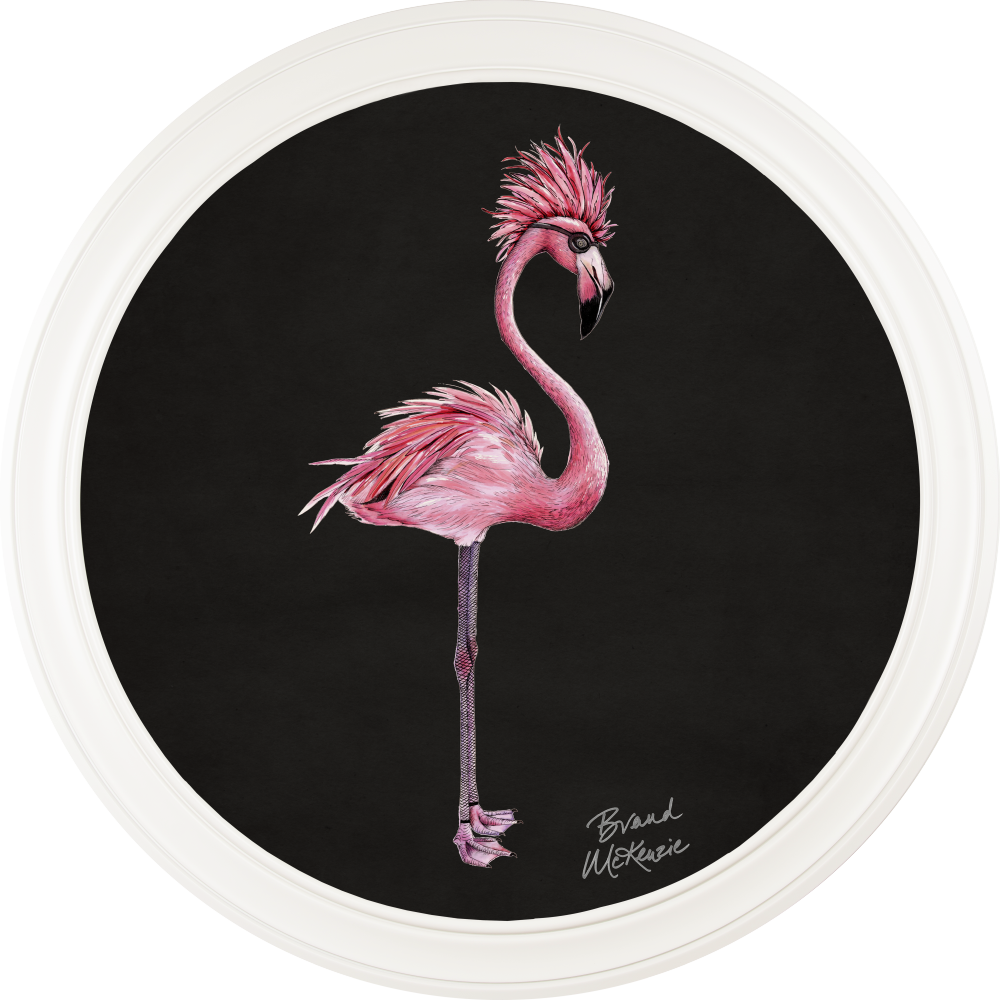 Brand McKenzie Punk Rocks Fiona Framed Round Art Print with Charcoal Black Background